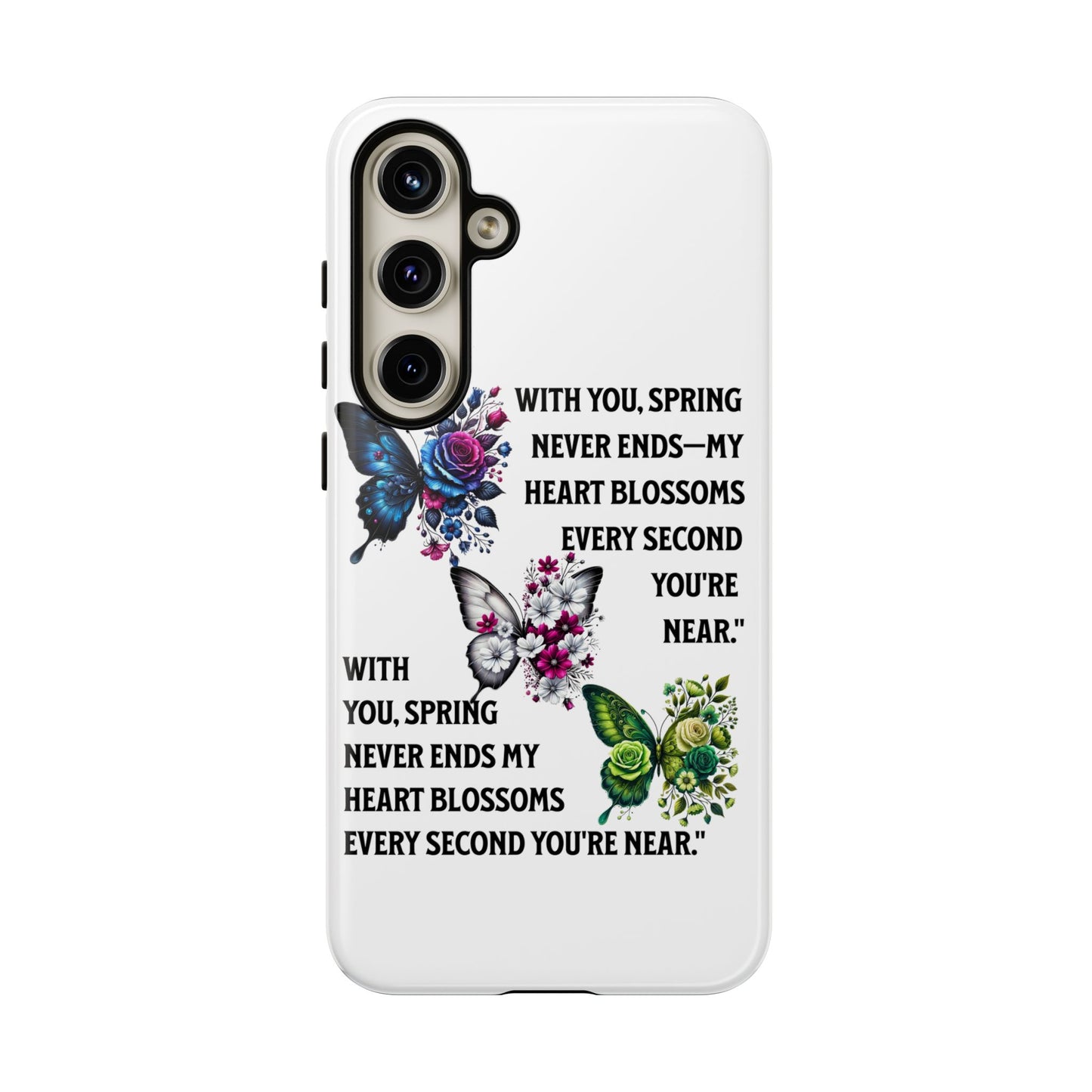 Floral Phone Case for Spring Lovers, Tough Cases, Inspirational Gift, Mother's Day Present, Floral Art Case, Butterfly Decor