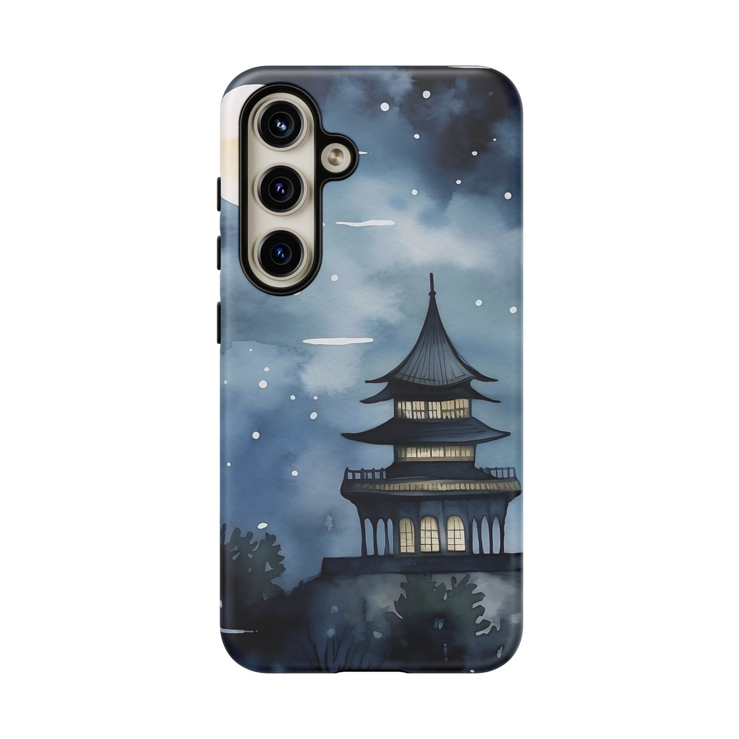 Winter Themed Phone Case, Night Sky Cell Phone Cover, Cozy Snowy Scene, Gift for Nature Lovers, Customizable Case