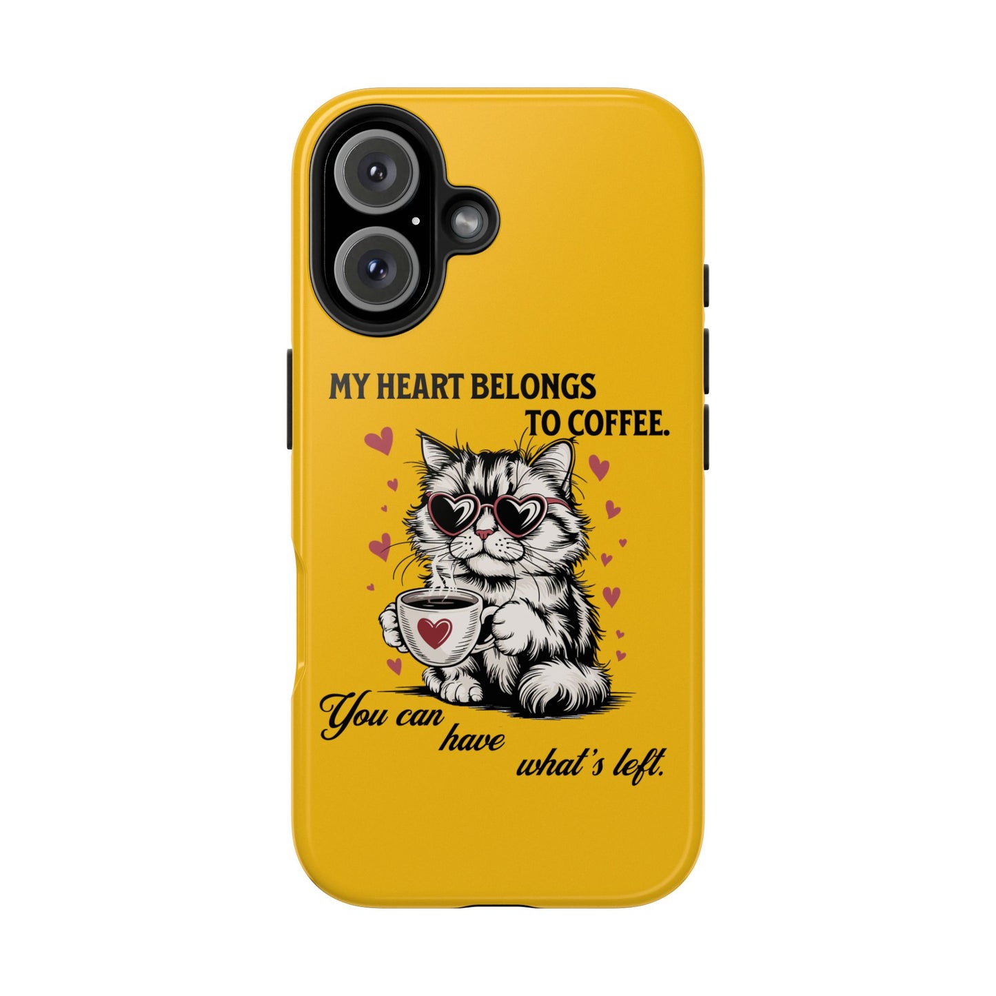 Coffee Lover Cat Phone Case - Cute Tough Phone Cover, Cat Mom Gift, Pet Lover Accessory, Coffee Addict Case, Unique Phone Protector