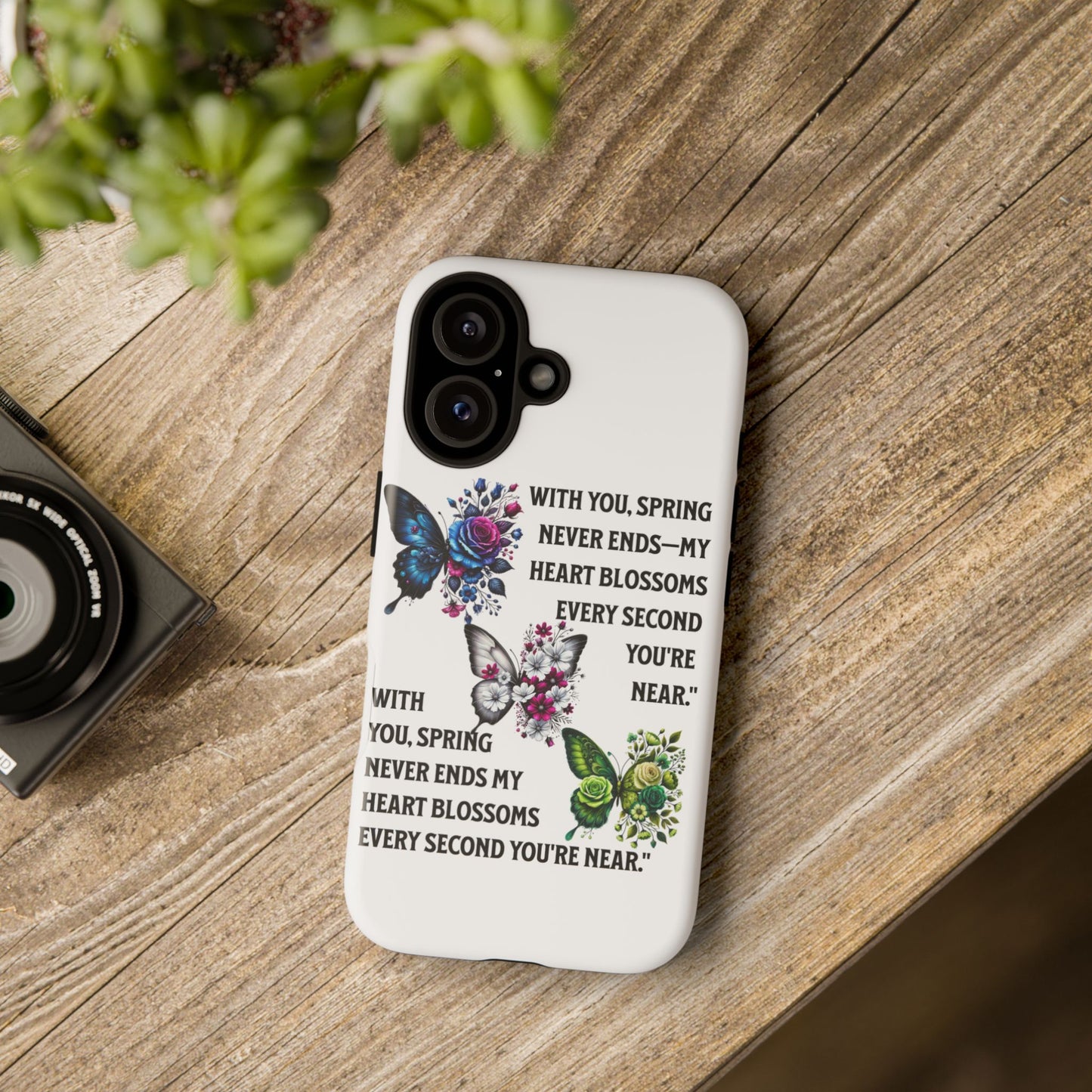 Floral Phone Case for Spring Lovers, Tough Cases, Inspirational Gift, Mother's Day Present, Floral Art Case, Butterfly Decor