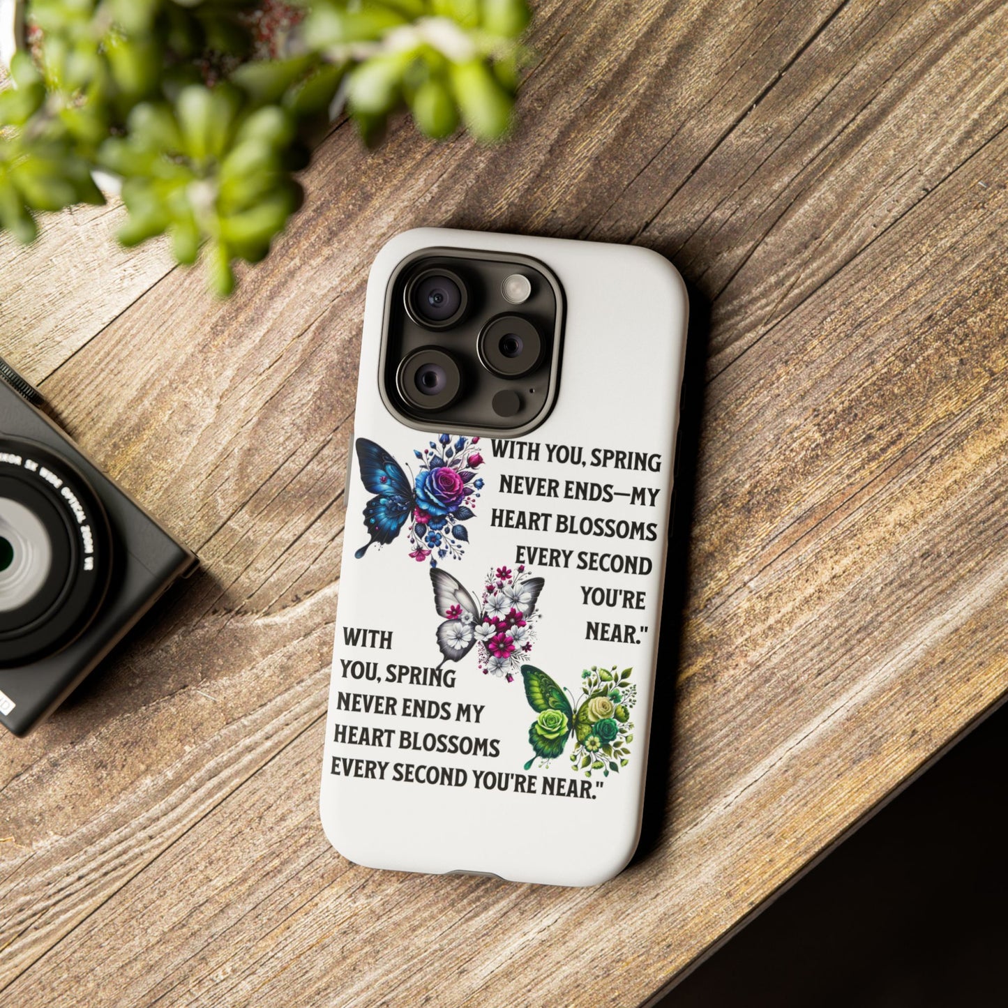 Floral Phone Case for Spring Lovers, Tough Cases, Inspirational Gift, Mother's Day Present, Floral Art Case, Butterfly Decor