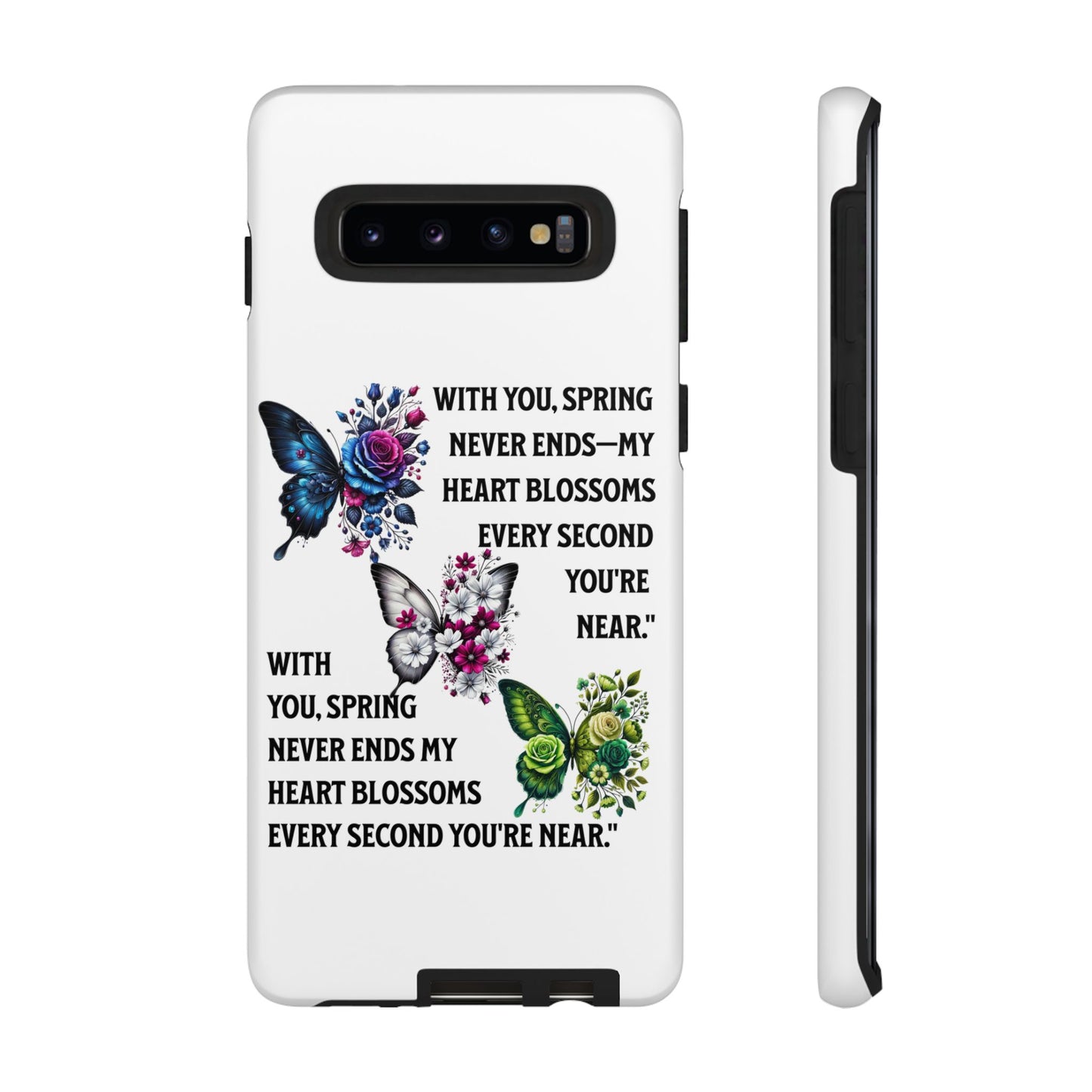 Floral Phone Case for Spring Lovers, Tough Cases, Inspirational Gift, Mother's Day Present, Floral Art Case, Butterfly Decor
