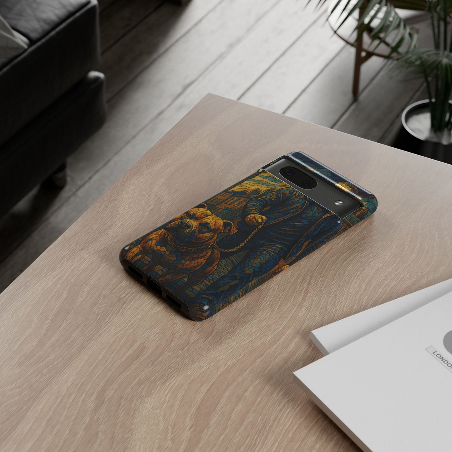 Bold Art Phone Case - Tough Cases for Dog Lovers, Unique Gift for Pet Owners, Phone Accessories for Him, Vibrant Dog Design, Stylish [...]Urban Mosaic Pitbull iPhone Case