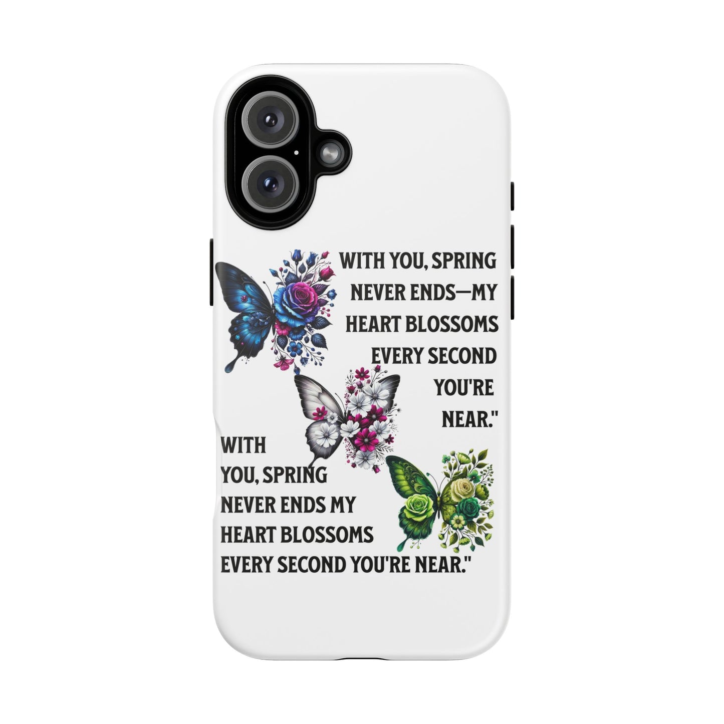Floral Phone Case for Spring Lovers, Tough Cases, Inspirational Gift, Mother's Day Present, Floral Art Case, Butterfly Decor