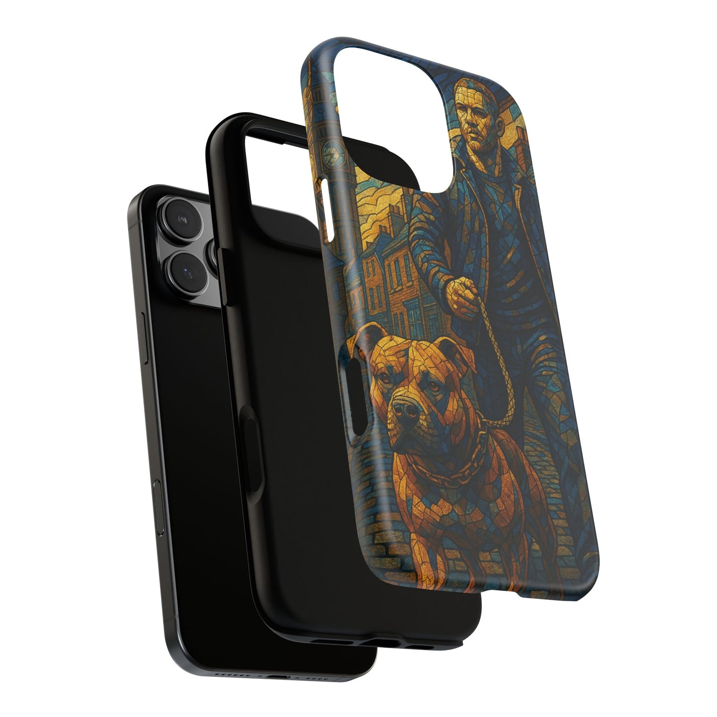 Bold Art Phone Case - Tough Cases for Dog Lovers, Unique Gift for Pet Owners, Phone Accessories for Him, Vibrant Dog Design, Stylish [...]Urban Mosaic Pitbull iPhone Case