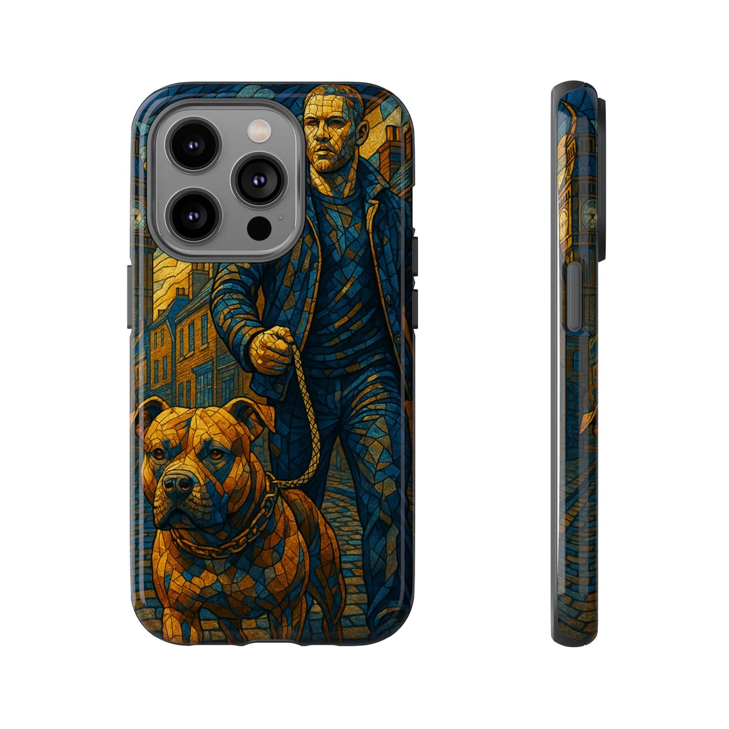 Bold Art Phone Case - Tough Cases for Dog Lovers, Unique Gift for Pet Owners, Phone Accessories for Him, Vibrant Dog Design, Stylish [...]Urban Mosaic Pitbull iPhone Case