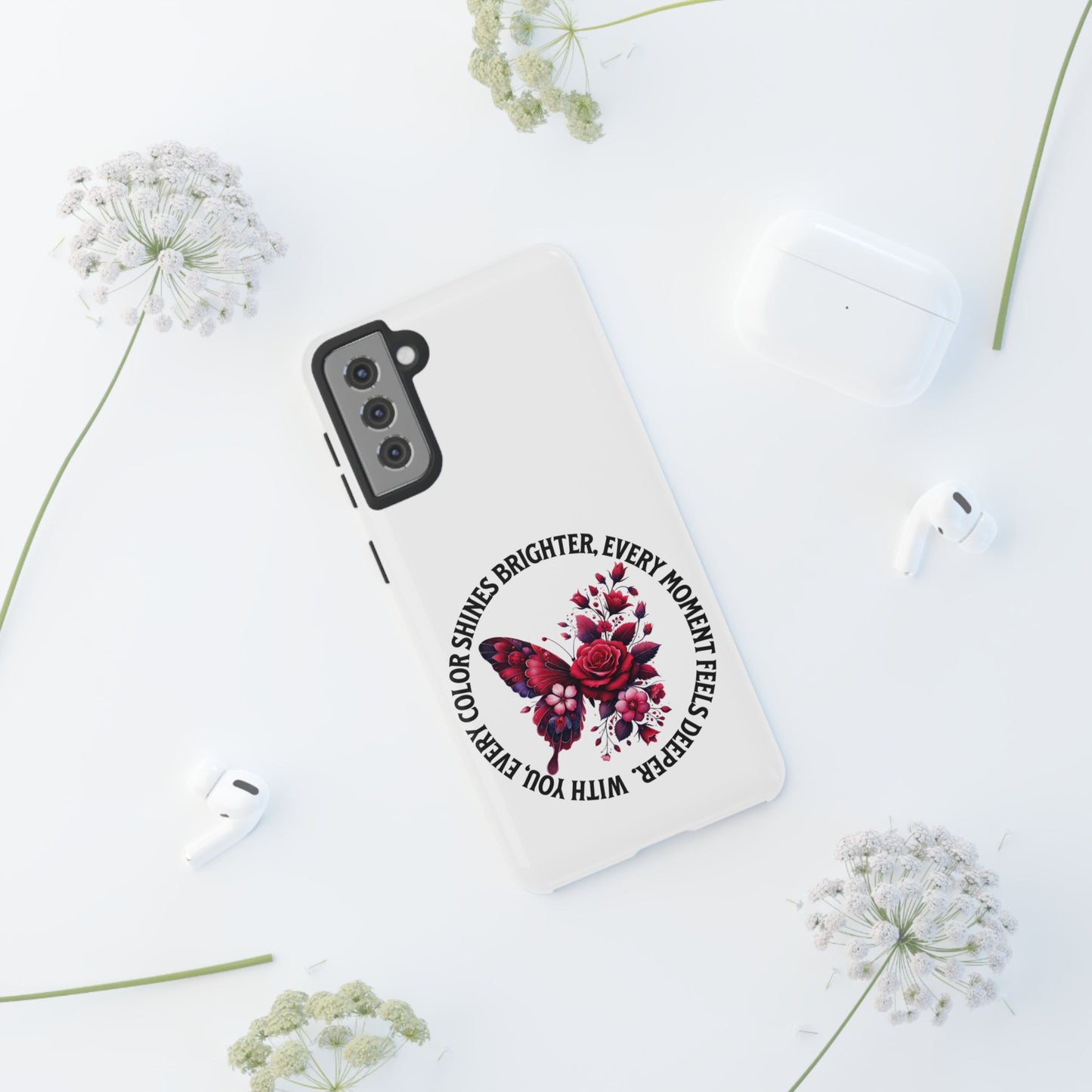 Artistic Phone Case with Butterfly and Quote, Gift for Nature Lovers, Stylish Accessory for All Occasions, Trendy Phone Cover, Floral [...]