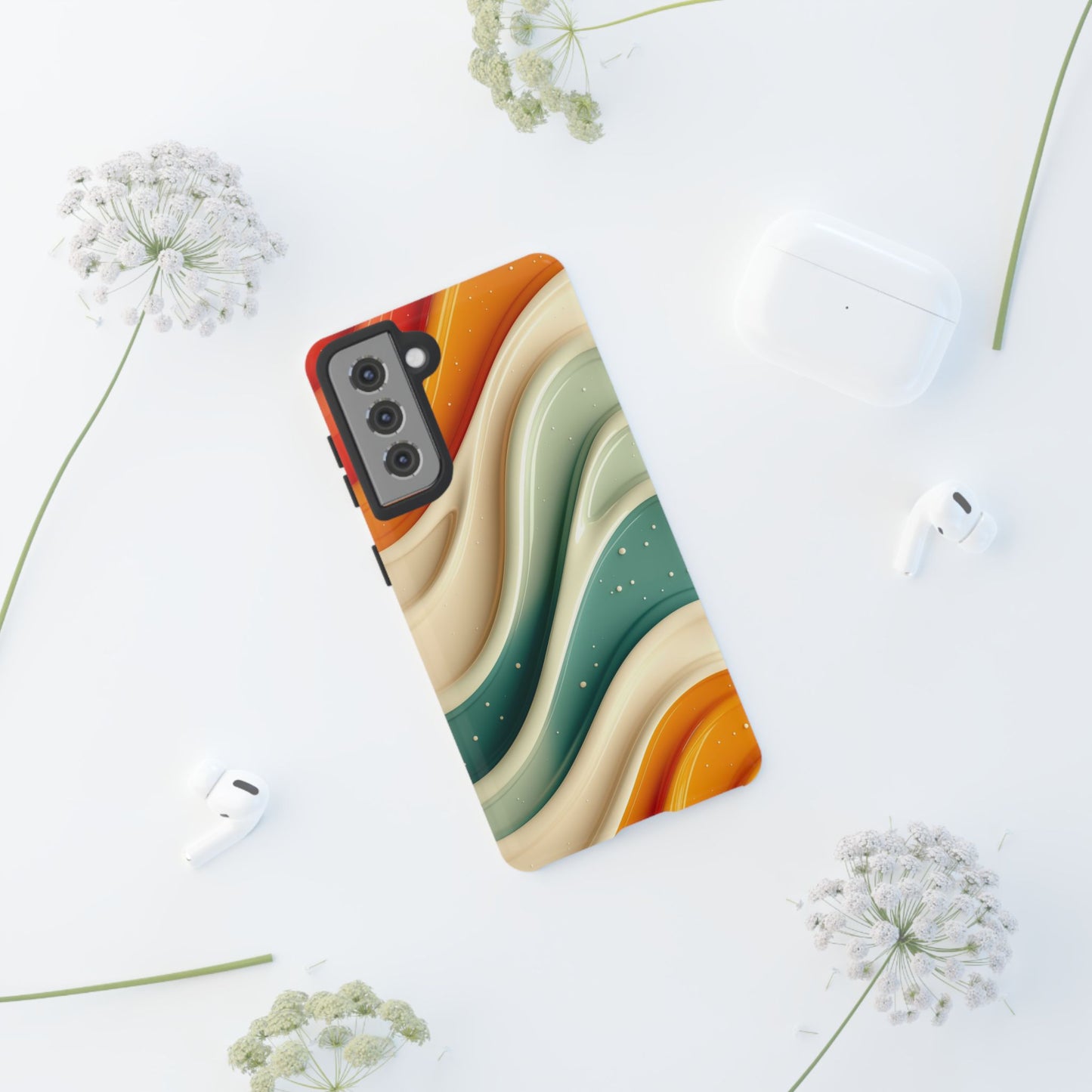 Retro Phone Case, Abstract Floral Design, Trendy Mobile Cover, Modern Tech Accessories, Gift for Her