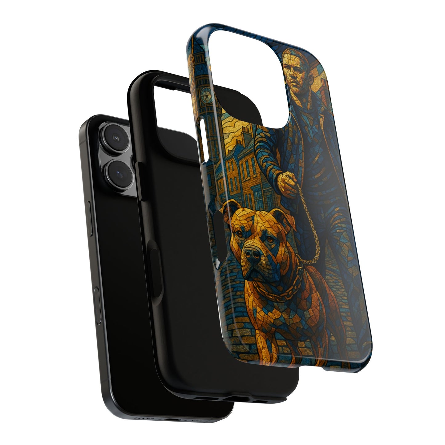 Bold Art Phone Case - Tough Cases for Dog Lovers, Unique Gift for Pet Owners, Phone Accessories for Him, Vibrant Dog Design, Stylish [...]Urban Mosaic Pitbull iPhone Case