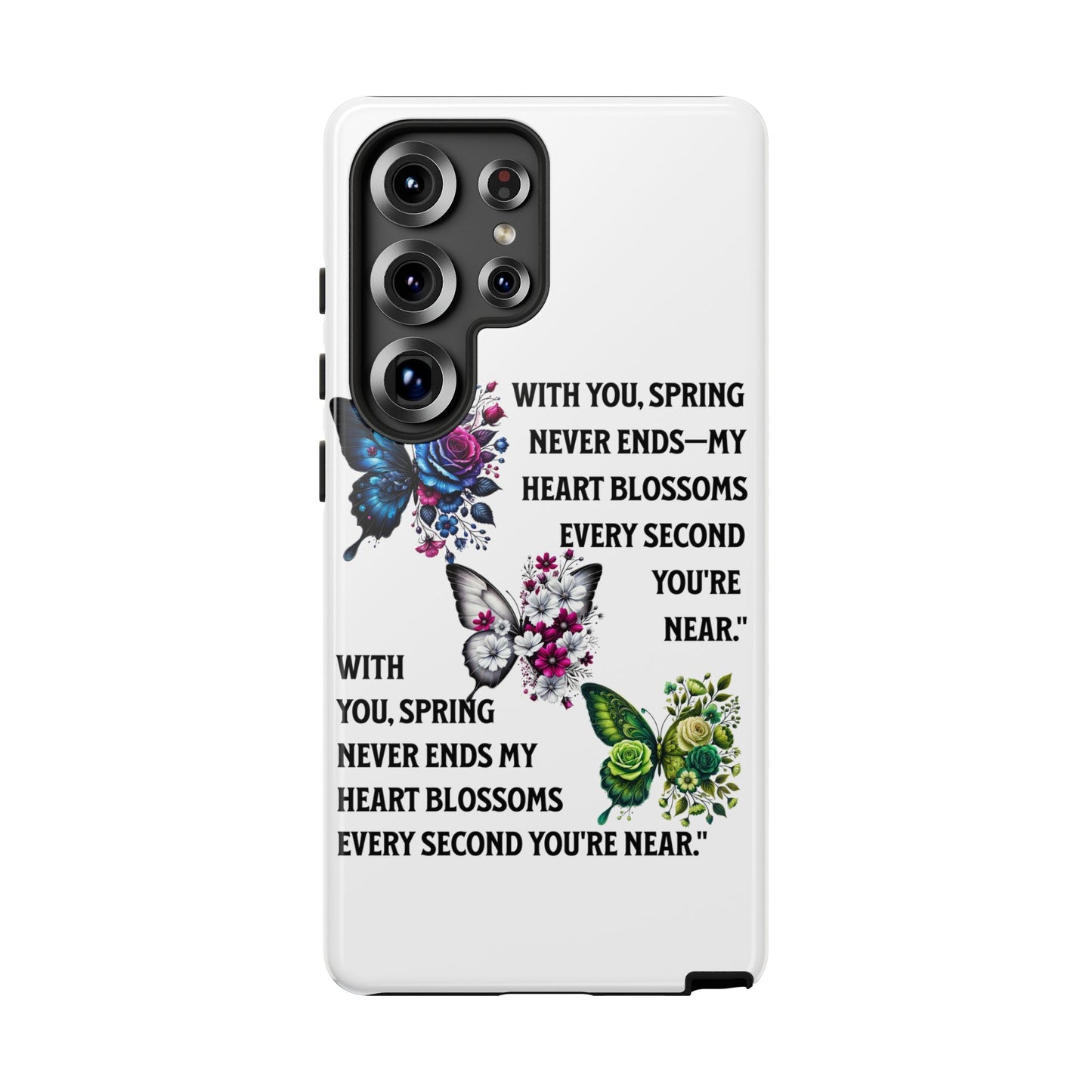 Floral Phone Case for Spring Lovers, Tough Cases, Inspirational Gift, Mother's Day Present, Floral Art Case, Butterfly Decor