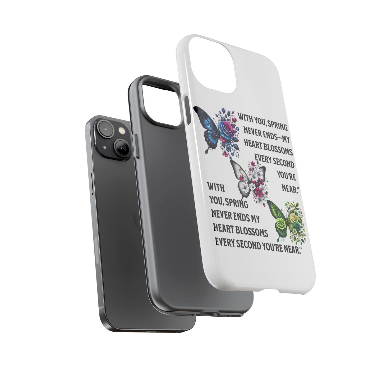 Floral Phone Case for Spring Lovers, Tough Cases, Inspirational Gift, Mother's Day Present, Floral Art Case, Butterfly Decor