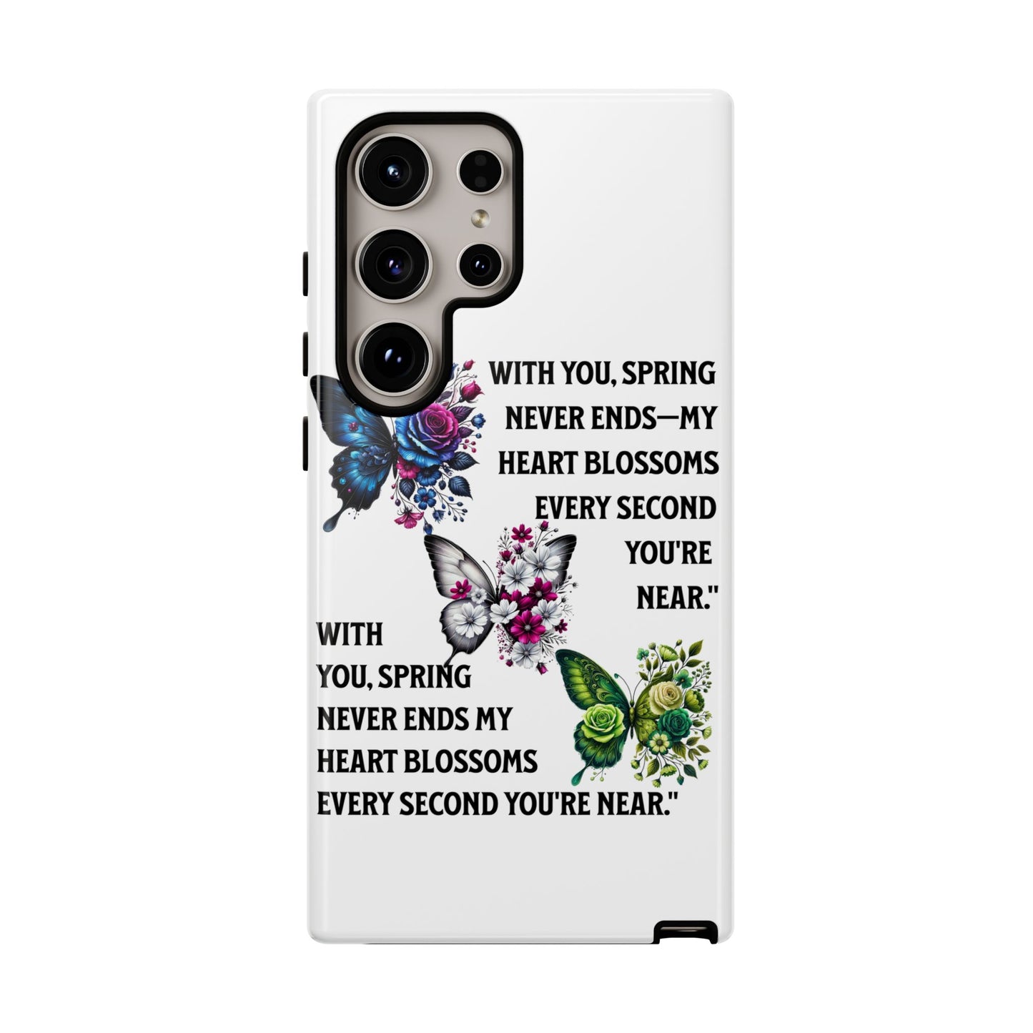 Floral Phone Case for Spring Lovers, Tough Cases, Inspirational Gift, Mother's Day Present, Floral Art Case, Butterfly Decor
