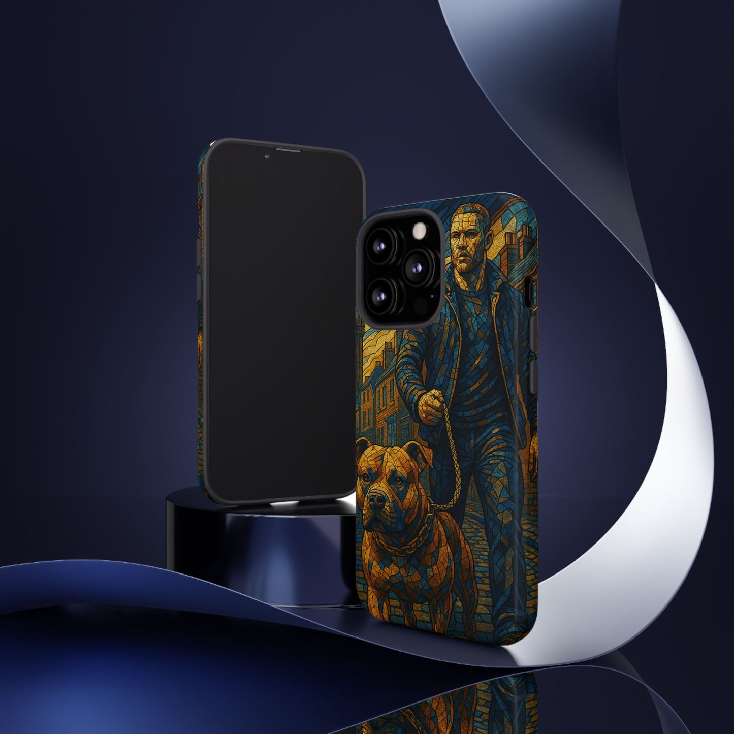 Bold Art Phone Case - Tough Cases for Dog Lovers, Unique Gift for Pet Owners, Phone Accessories for Him, Vibrant Dog Design, Stylish [...]Urban Mosaic Pitbull iPhone Case