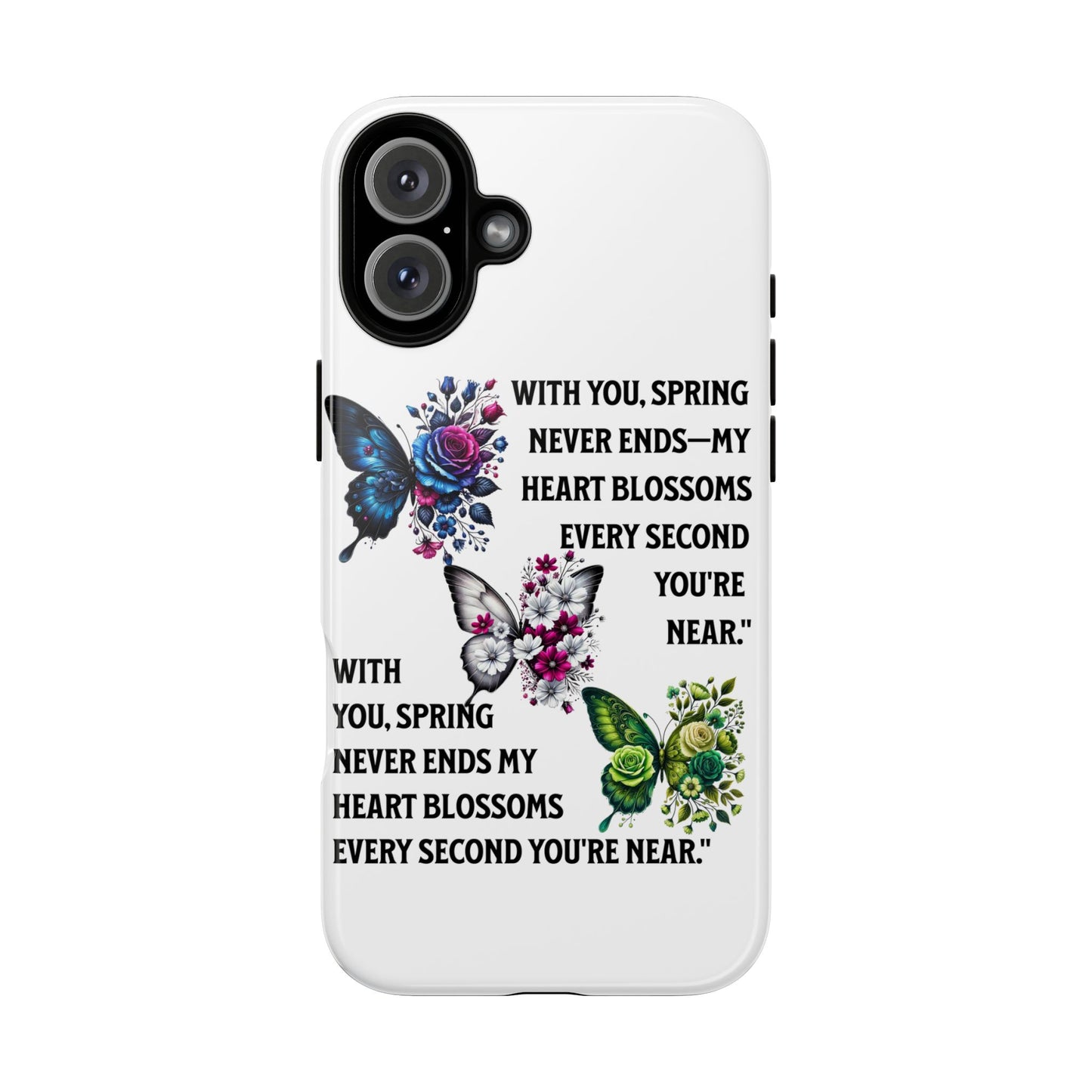 Floral Phone Case for Spring Lovers, Tough Cases, Inspirational Gift, Mother's Day Present, Floral Art Case, Butterfly Decor