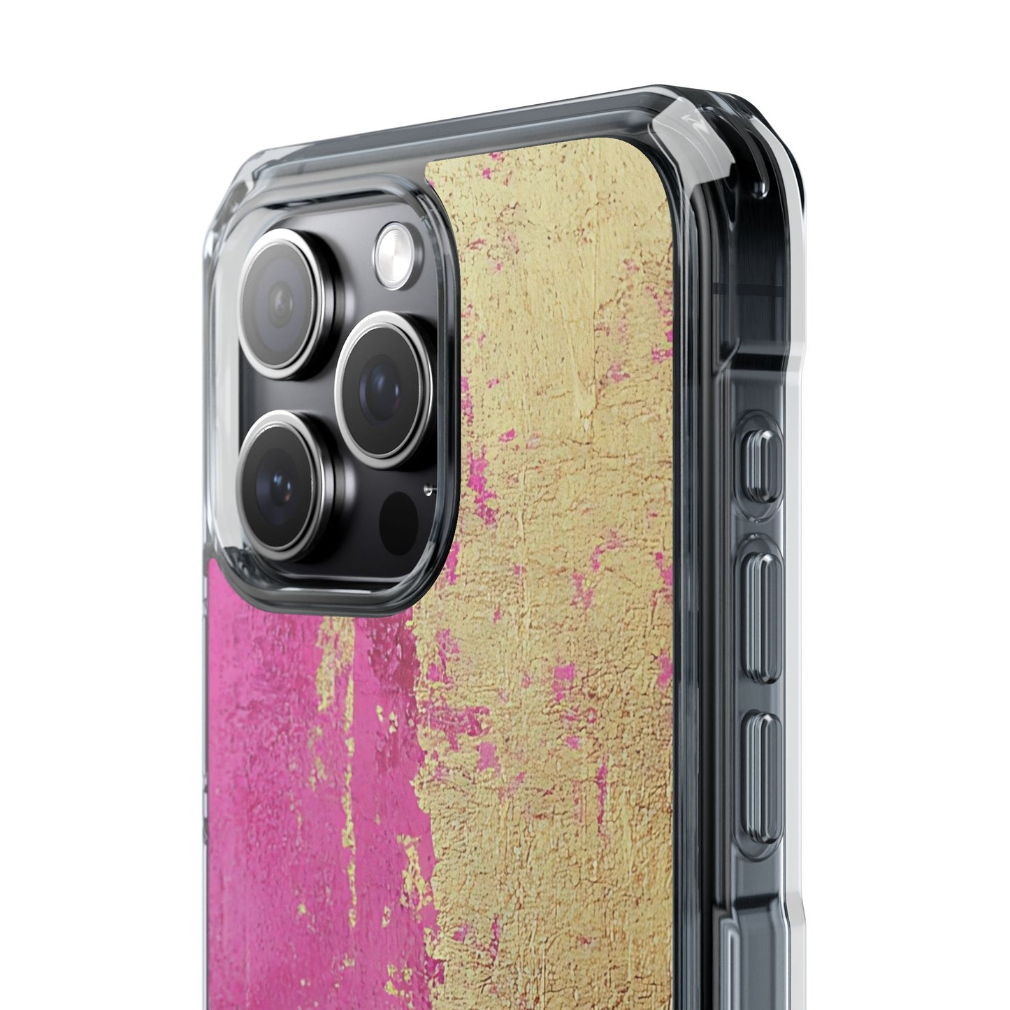 Stylish Magnetic Phone Case, Pink and Gold Phone Cover, Clear Impact Case for iPhone, Trendy Phone Accessories, Unique Gift Idea
