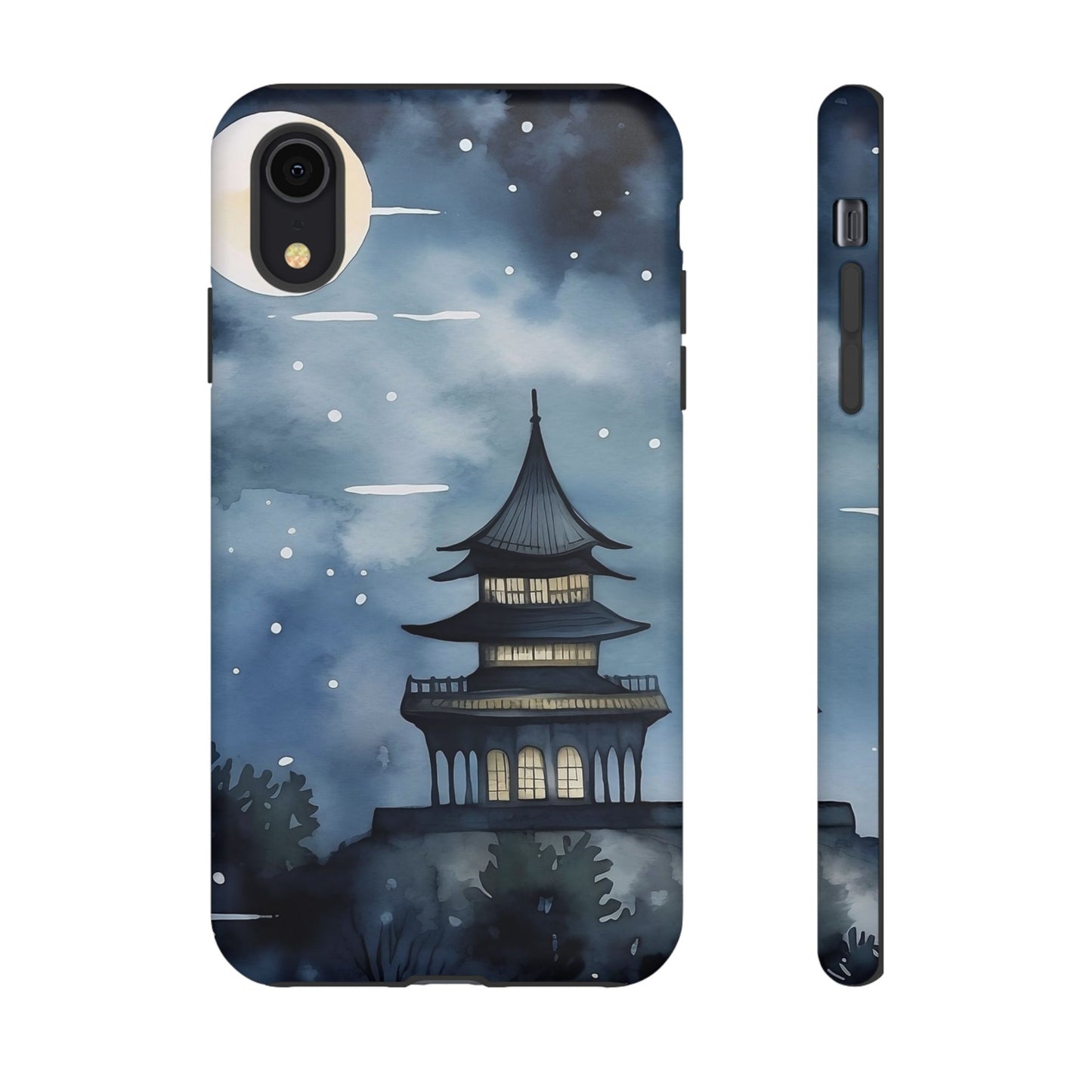 Winter Themed Phone Case, Night Sky Cell Phone Cover, Cozy Snowy Scene, Gift for Nature Lovers, Customizable Case