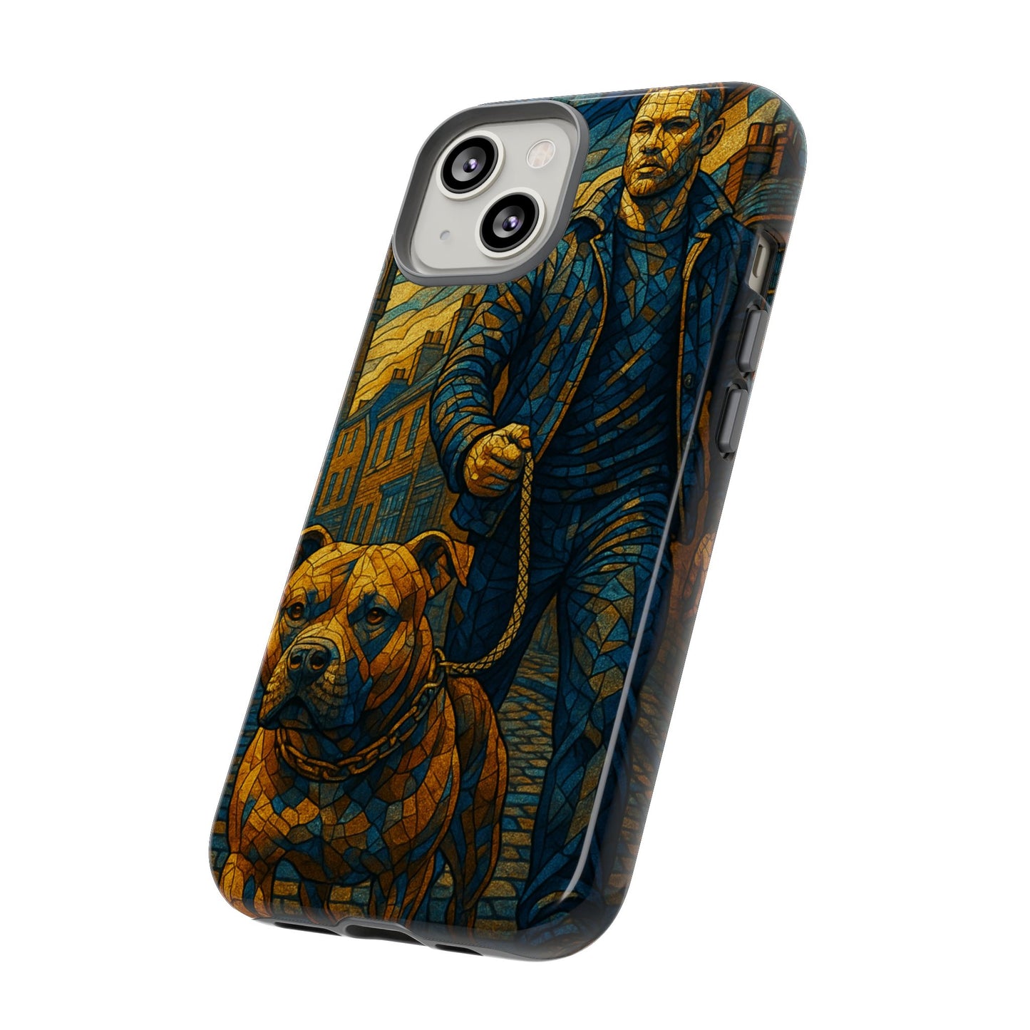 Bold Art Phone Case - Tough Cases for Dog Lovers, Unique Gift for Pet Owners, Phone Accessories for Him, Vibrant Dog Design, Stylish [...]Urban Mosaic Pitbull iPhone Case