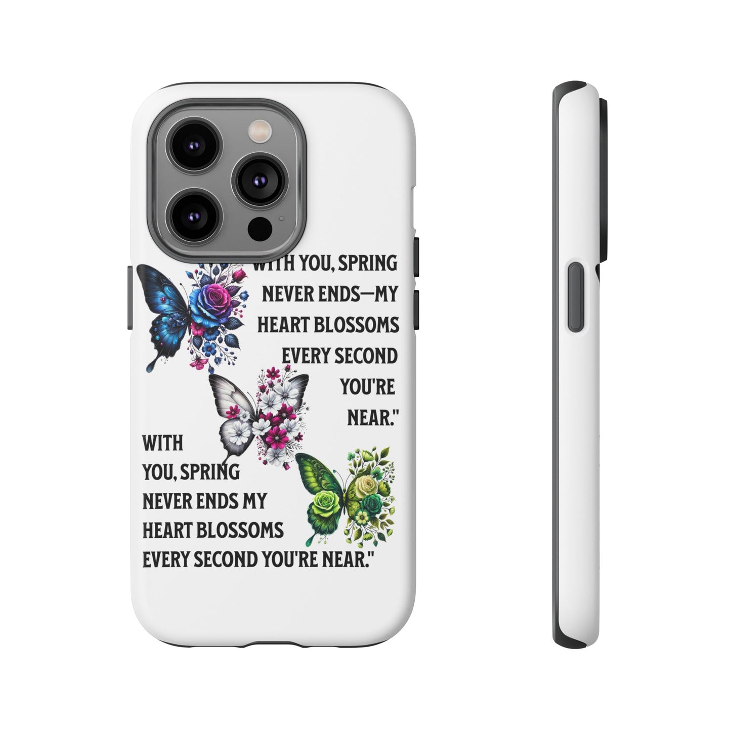 Floral Phone Case for Spring Lovers, Tough Cases, Inspirational Gift, Mother's Day Present, Floral Art Case, Butterfly Decor