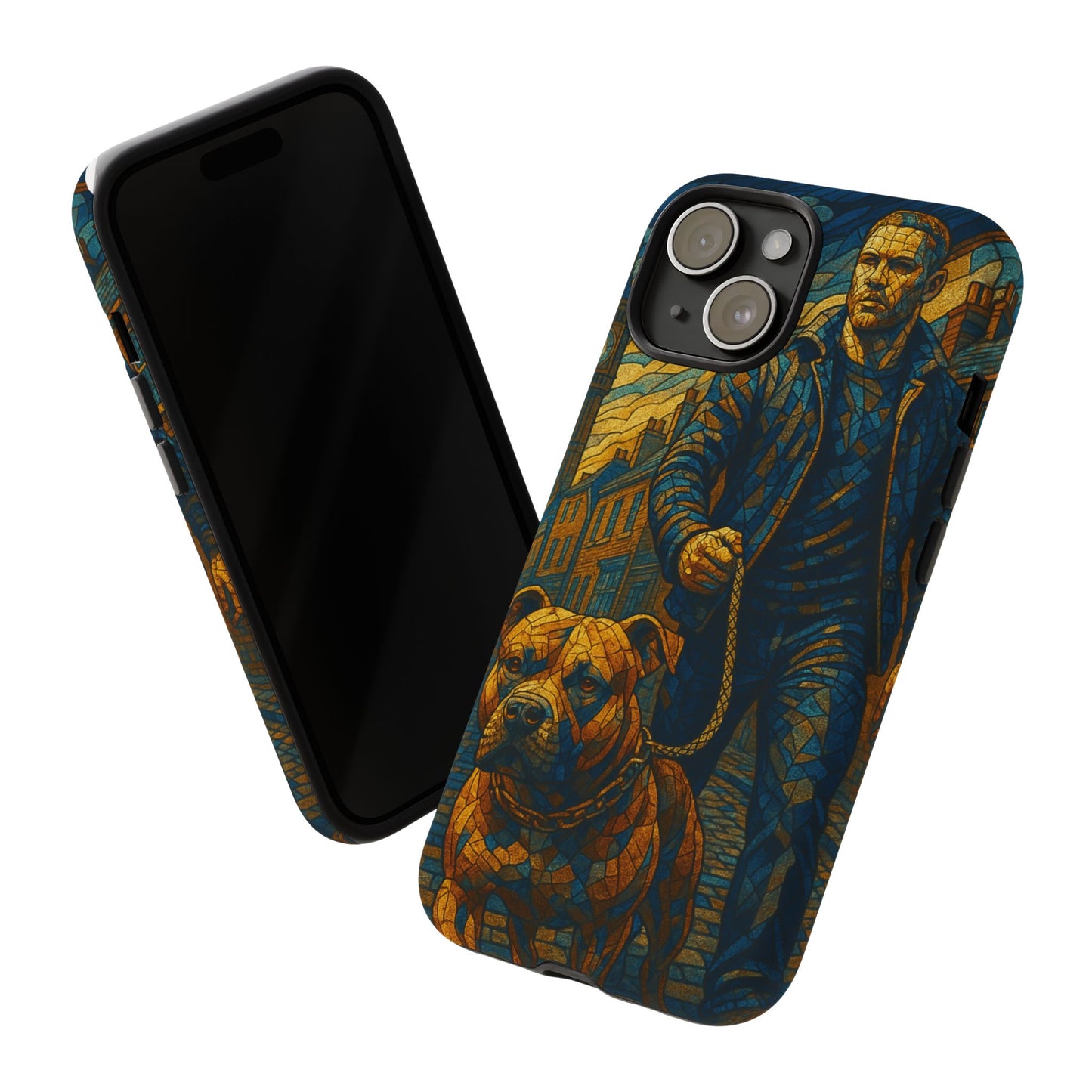Bold Art Phone Case - Tough Cases for Dog Lovers, Unique Gift for Pet Owners, Phone Accessories for Him, Vibrant Dog Design, Stylish [...]Urban Mosaic Pitbull iPhone Case