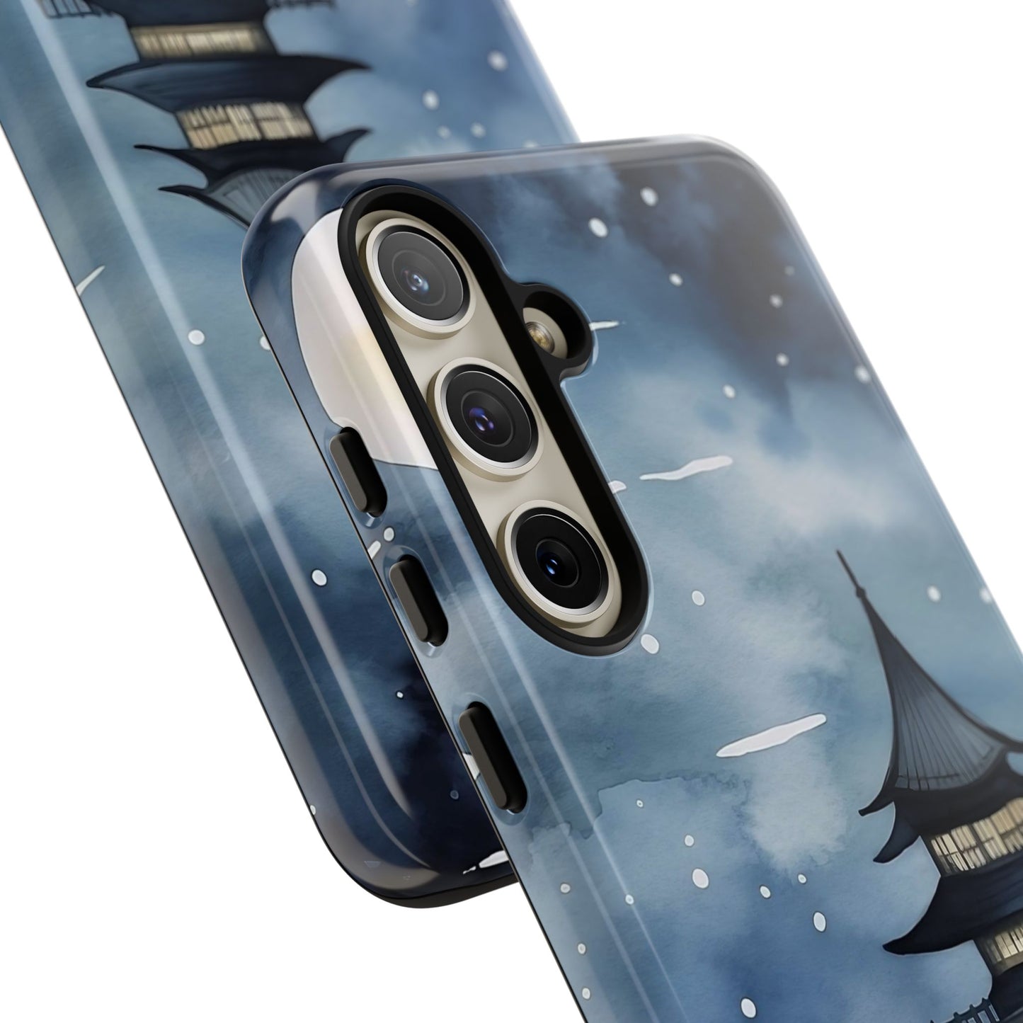 Winter Themed Phone Case, Night Sky Cell Phone Cover, Cozy Snowy Scene, Gift for Nature Lovers, Customizable Case