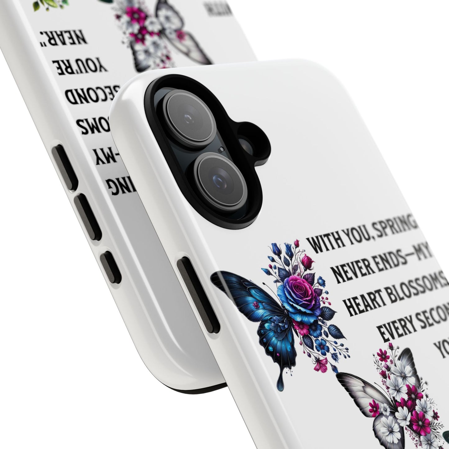 Floral Phone Case for Spring Lovers, Tough Cases, Inspirational Gift, Mother's Day Present, Floral Art Case, Butterfly Decor