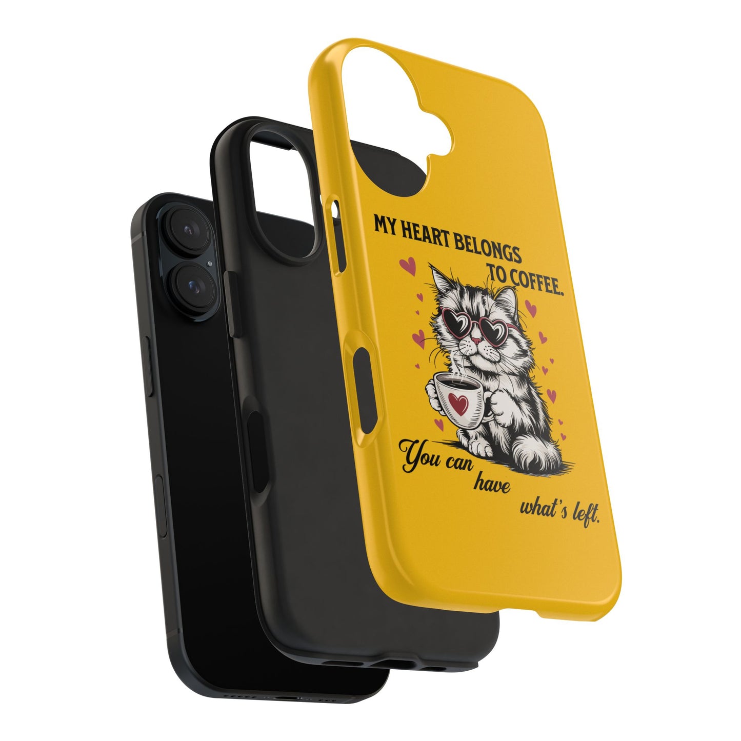 Coffee Lover Cat Phone Case - Cute Tough Phone Cover, Cat Mom Gift, Pet Lover Accessory, Coffee Addict Case, Unique Phone Protector