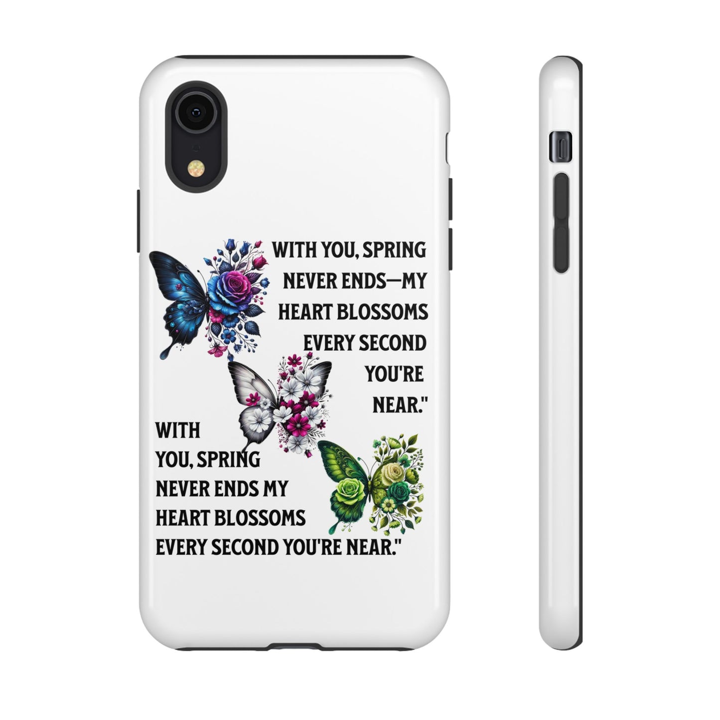 Floral Phone Case for Spring Lovers, Tough Cases, Inspirational Gift, Mother's Day Present, Floral Art Case, Butterfly Decor