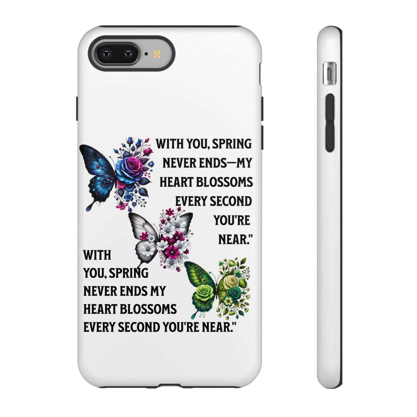 Floral Phone Case for Spring Lovers, Tough Cases, Inspirational Gift, Mother's Day Present, Floral Art Case, Butterfly Decor