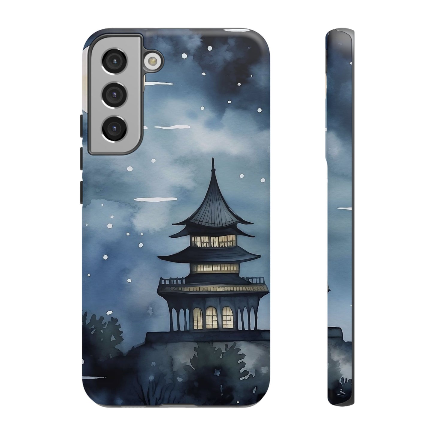 Winter Themed Phone Case, Night Sky Cell Phone Cover, Cozy Snowy Scene, Gift for Nature Lovers, Customizable Case