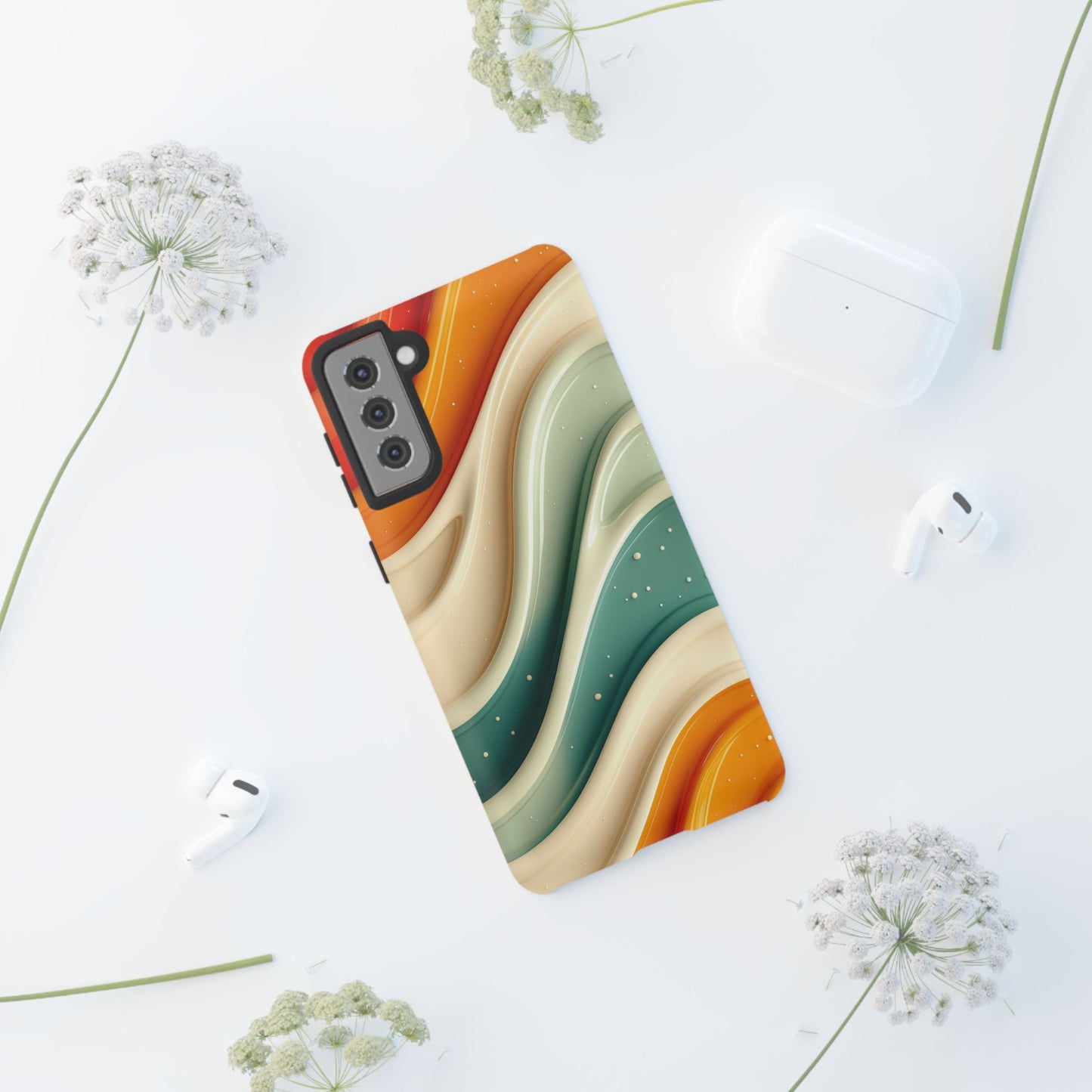 Retro Phone Case, Abstract Floral Design, Trendy Mobile Cover, Modern Tech Accessories, Gift for Her
