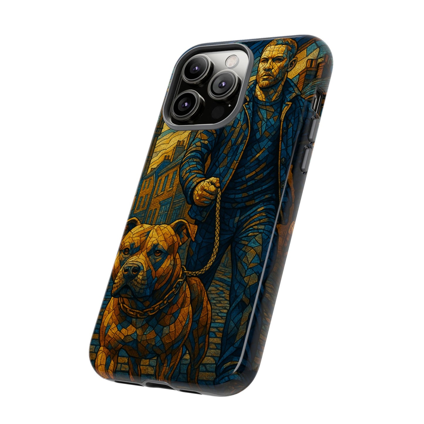 Bold Art Phone Case - Tough Cases for Dog Lovers, Unique Gift for Pet Owners, Phone Accessories for Him, Vibrant Dog Design, Stylish [...]Urban Mosaic Pitbull iPhone Case
