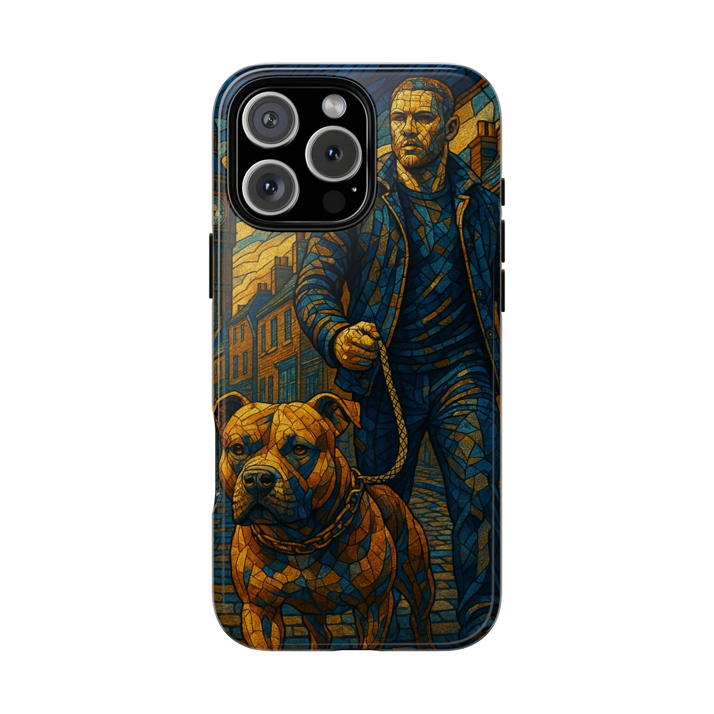 Bold Art Phone Case - Tough Cases for Dog Lovers, Unique Gift for Pet Owners, Phone Accessories for Him, Vibrant Dog Design, Stylish [...]Urban Mosaic Pitbull iPhone Case
