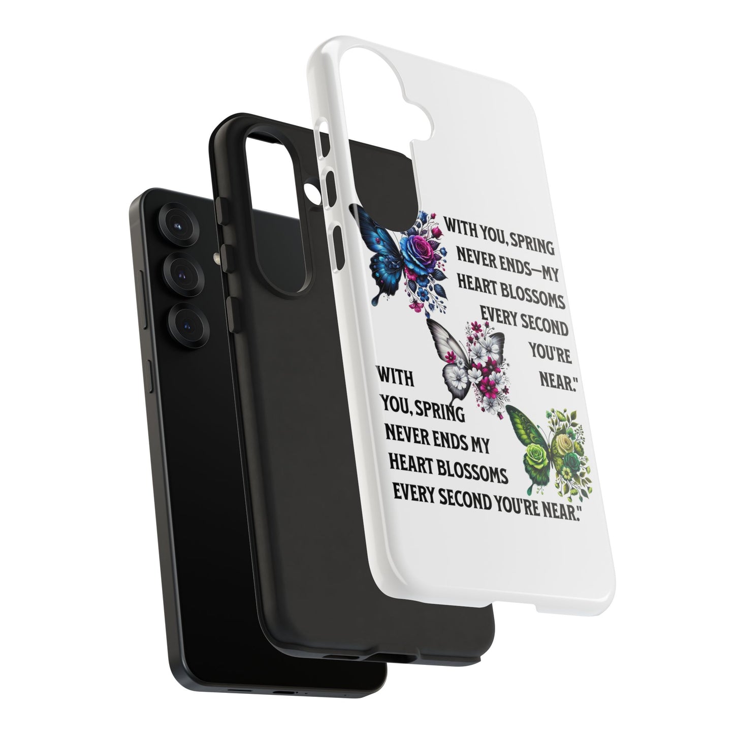 Floral Phone Case for Spring Lovers, Tough Cases, Inspirational Gift, Mother's Day Present, Floral Art Case, Butterfly Decor