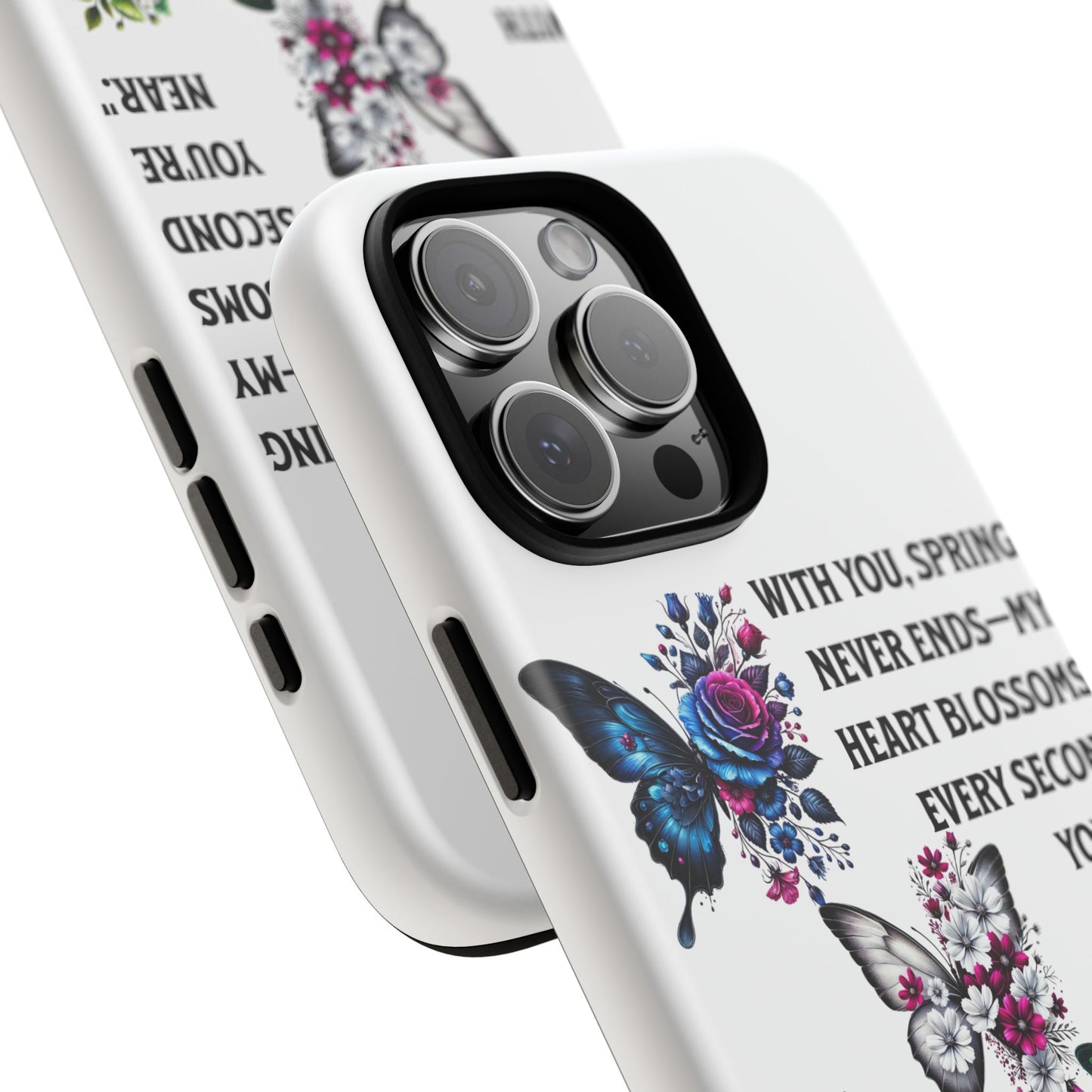 Floral Phone Case for Spring Lovers, Tough Cases, Inspirational Gift, Mother's Day Present, Floral Art Case, Butterfly Decor