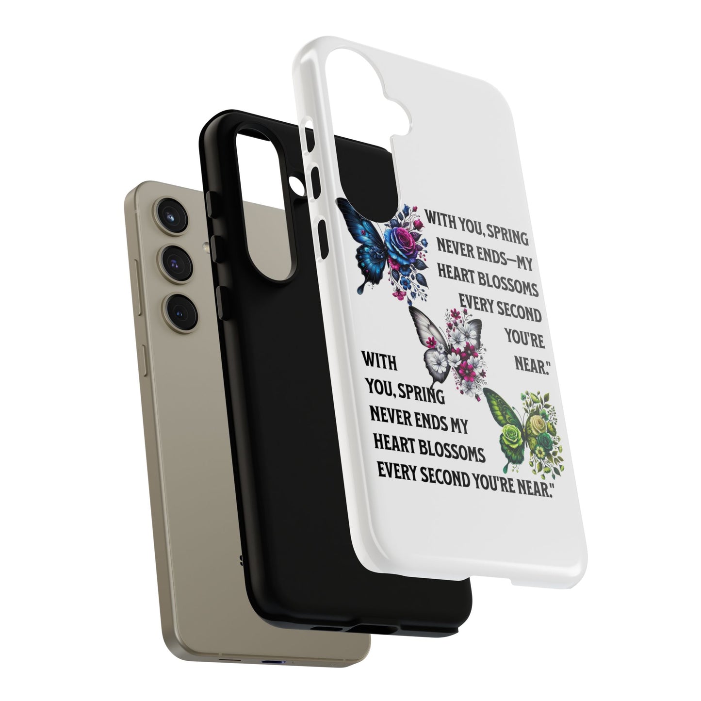 Floral Phone Case for Spring Lovers, Tough Cases, Inspirational Gift, Mother's Day Present, Floral Art Case, Butterfly Decor