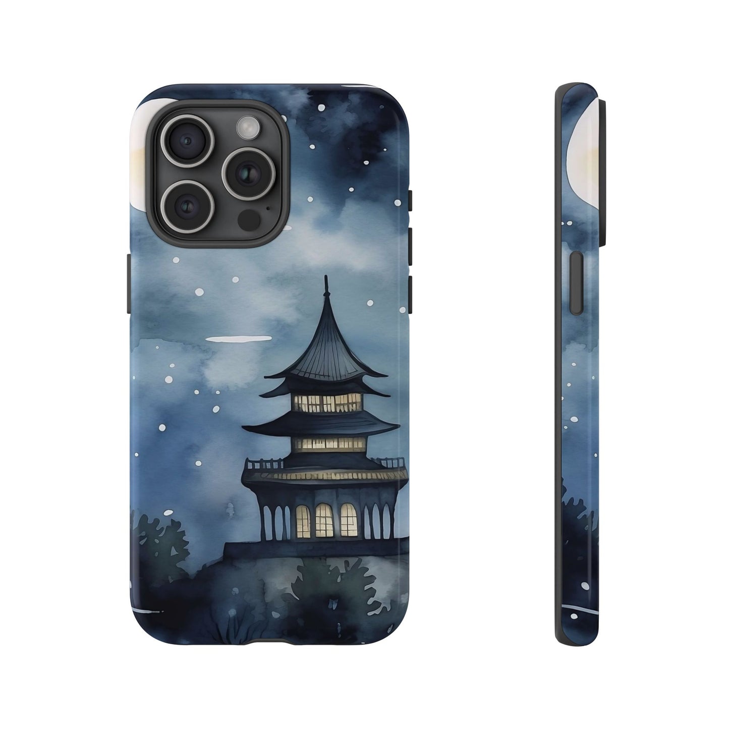 Winter Themed Phone Case, Night Sky Cell Phone Cover, Cozy Snowy Scene, Gift for Nature Lovers, Customizable Case