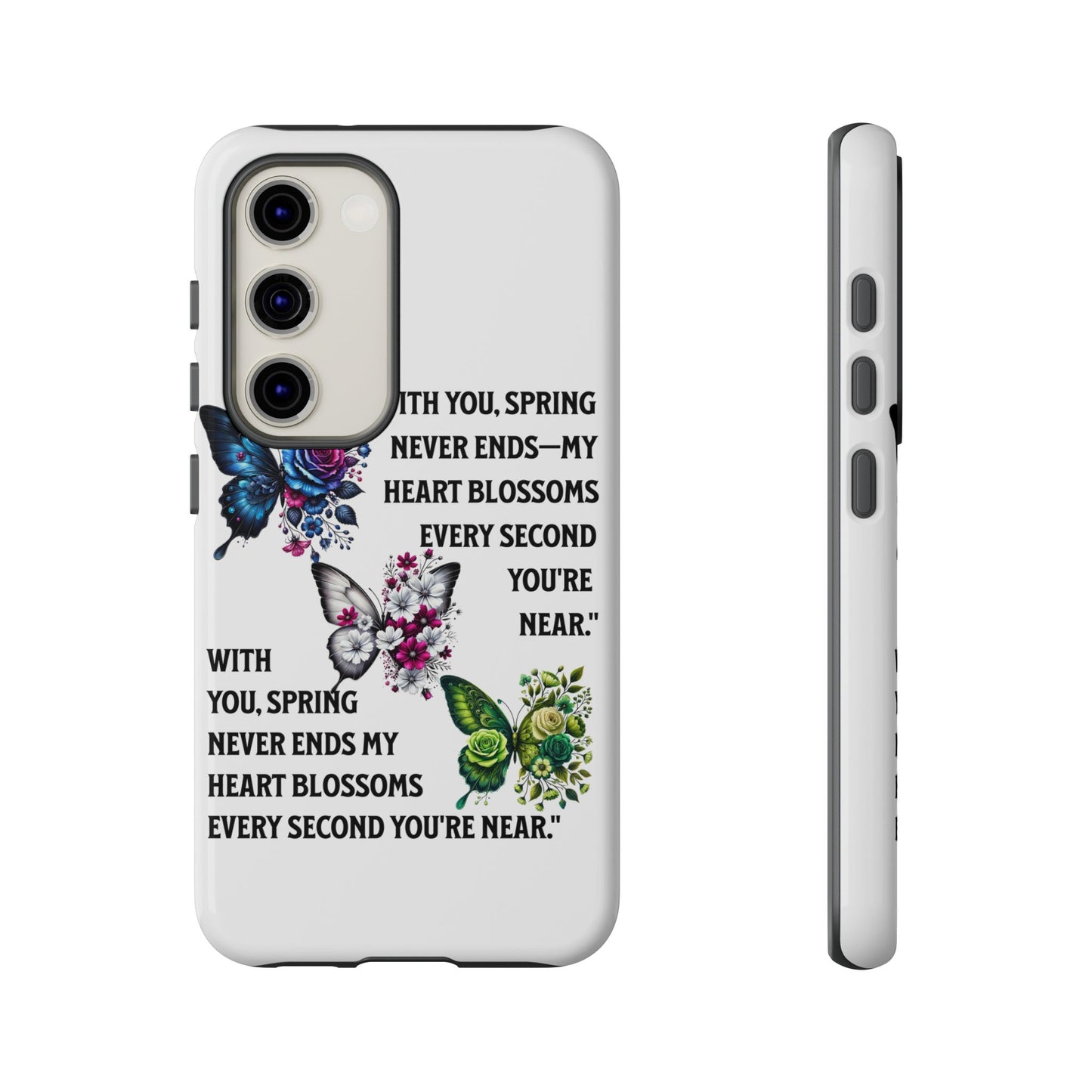 Floral Phone Case for Spring Lovers, Tough Cases, Inspirational Gift, Mother's Day Present, Floral Art Case, Butterfly Decor