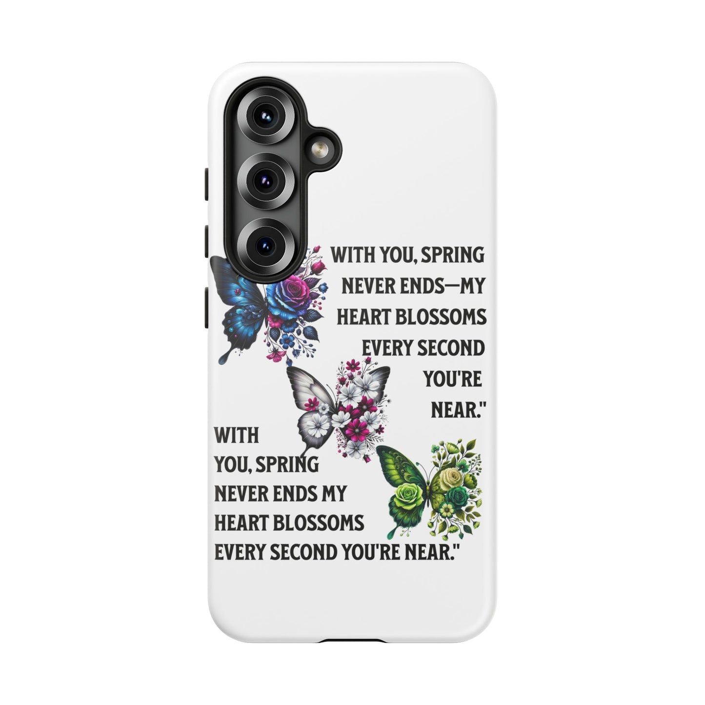 Floral Phone Case for Spring Lovers, Tough Cases, Inspirational Gift, Mother's Day Present, Floral Art Case, Butterfly Decor