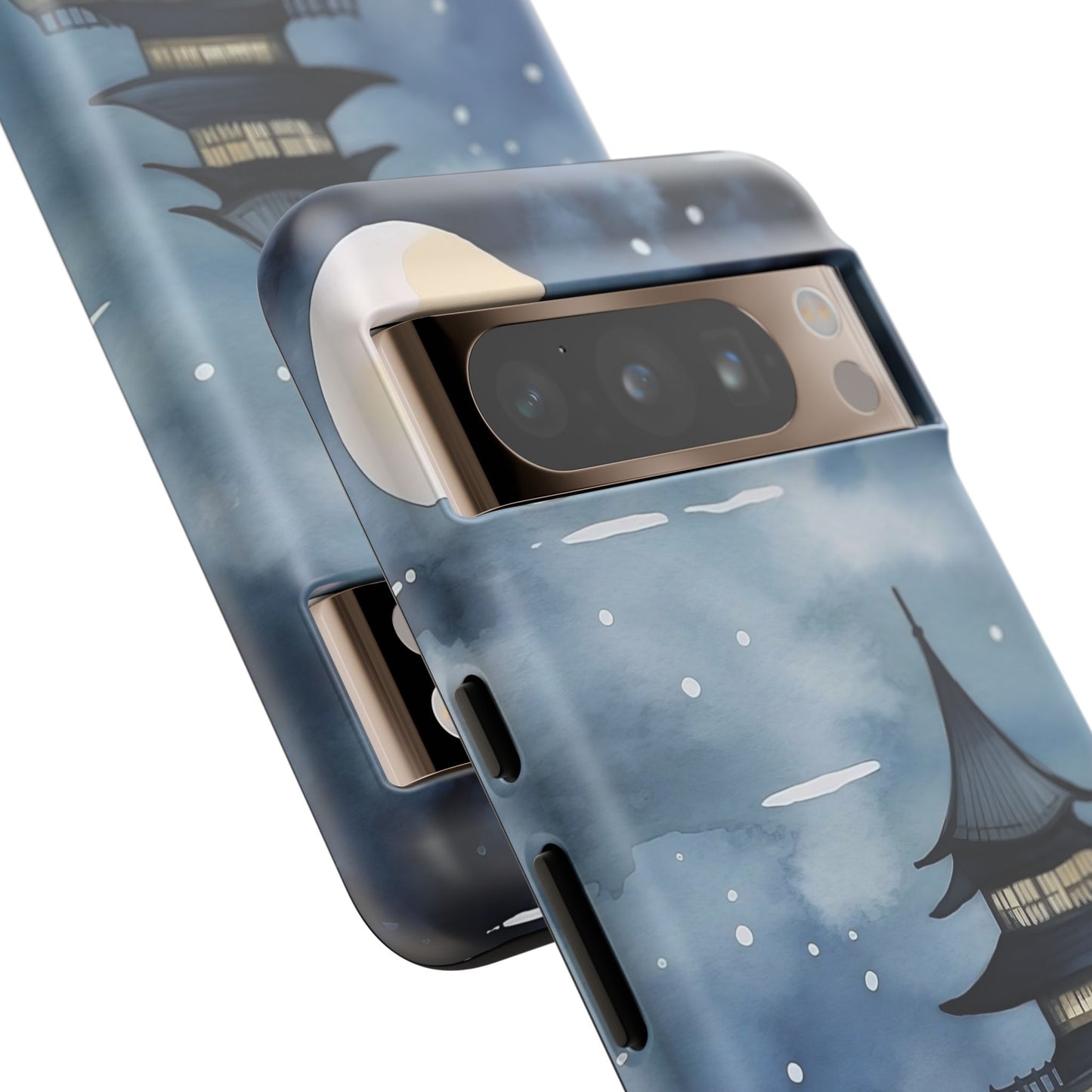Winter Themed Phone Case, Night Sky Cell Phone Cover, Cozy Snowy Scene, Gift for Nature Lovers, Customizable Case