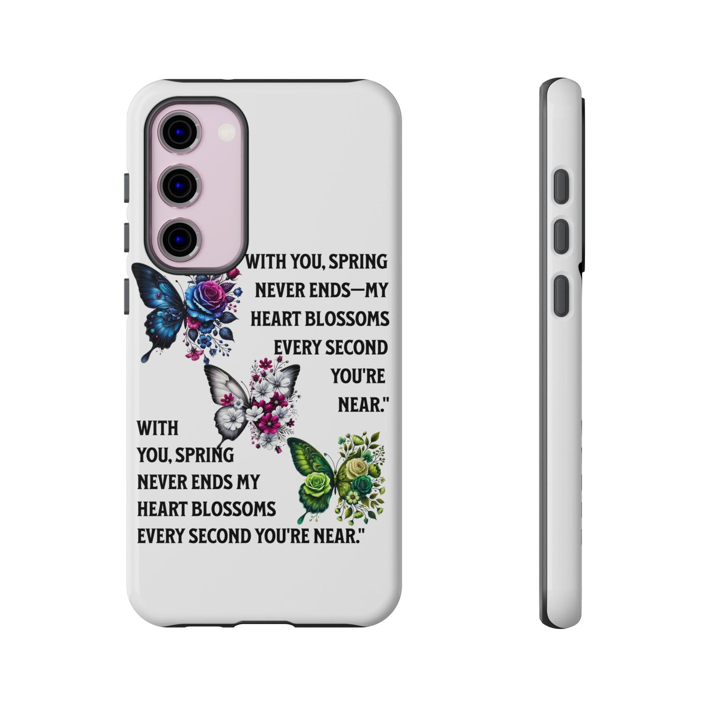Floral Phone Case for Spring Lovers, Tough Cases, Inspirational Gift, Mother's Day Present, Floral Art Case, Butterfly Decor
