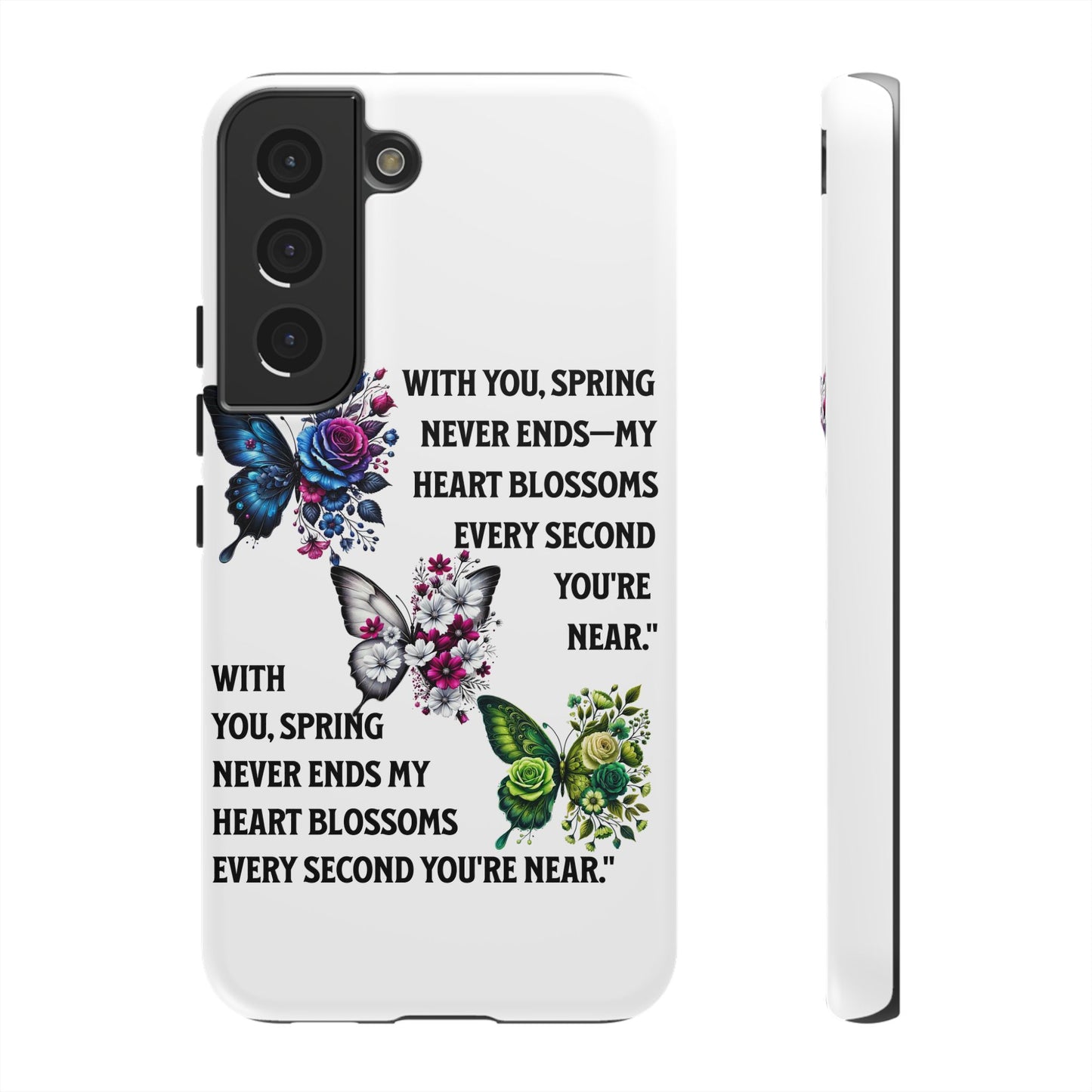 Floral Phone Case for Spring Lovers, Tough Cases, Inspirational Gift, Mother's Day Present, Floral Art Case, Butterfly Decor