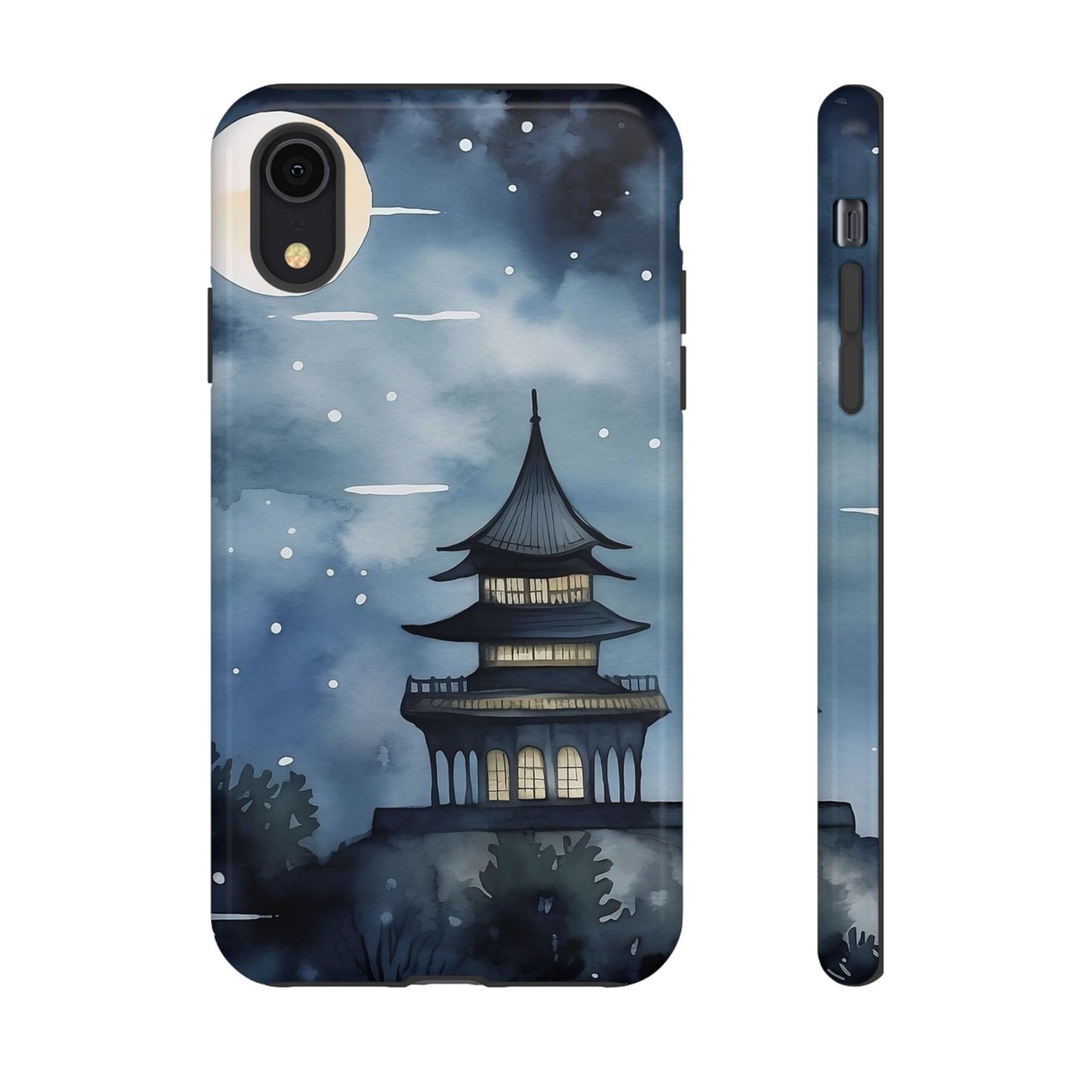 Winter Themed Phone Case, Night Sky Cell Phone Cover, Cozy Snowy Scene, Gift for Nature Lovers, Customizable Case