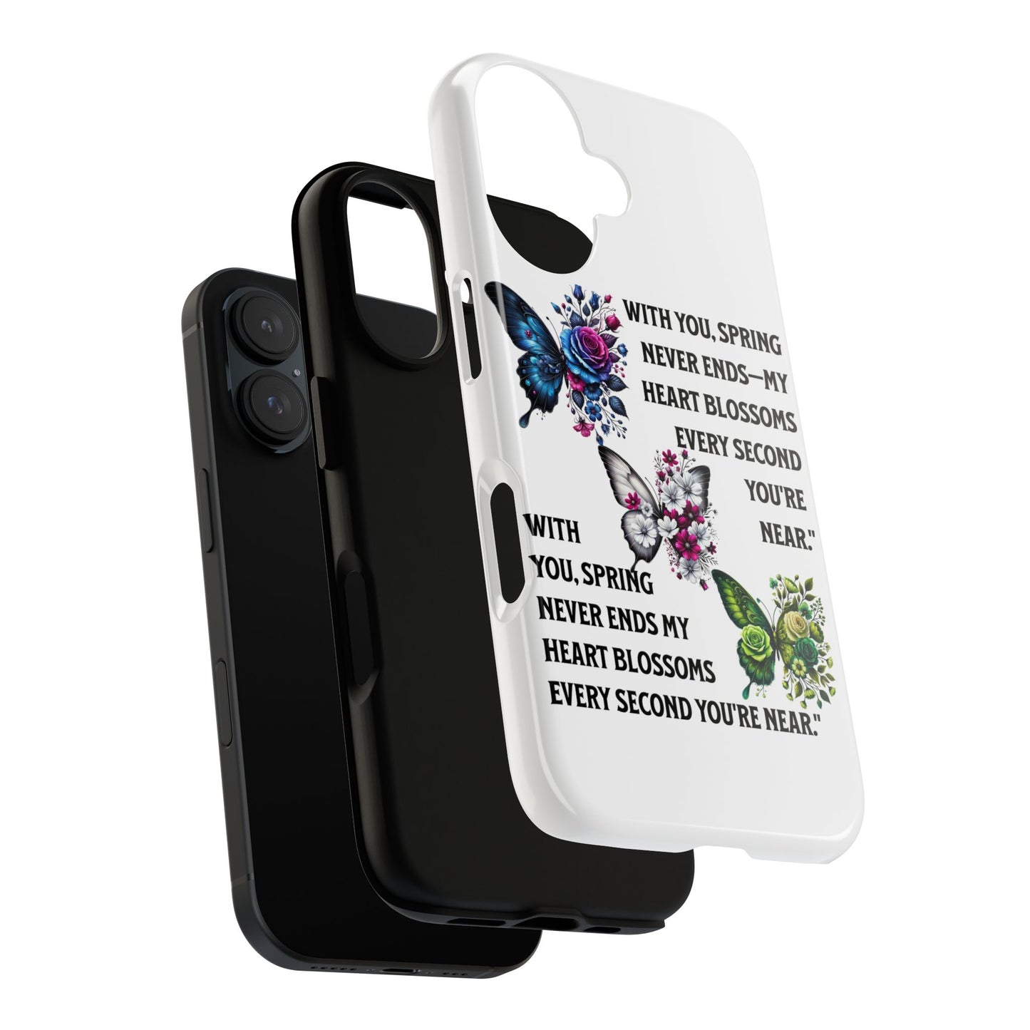 Floral Phone Case for Spring Lovers, Tough Cases, Inspirational Gift, Mother's Day Present, Floral Art Case, Butterfly Decor