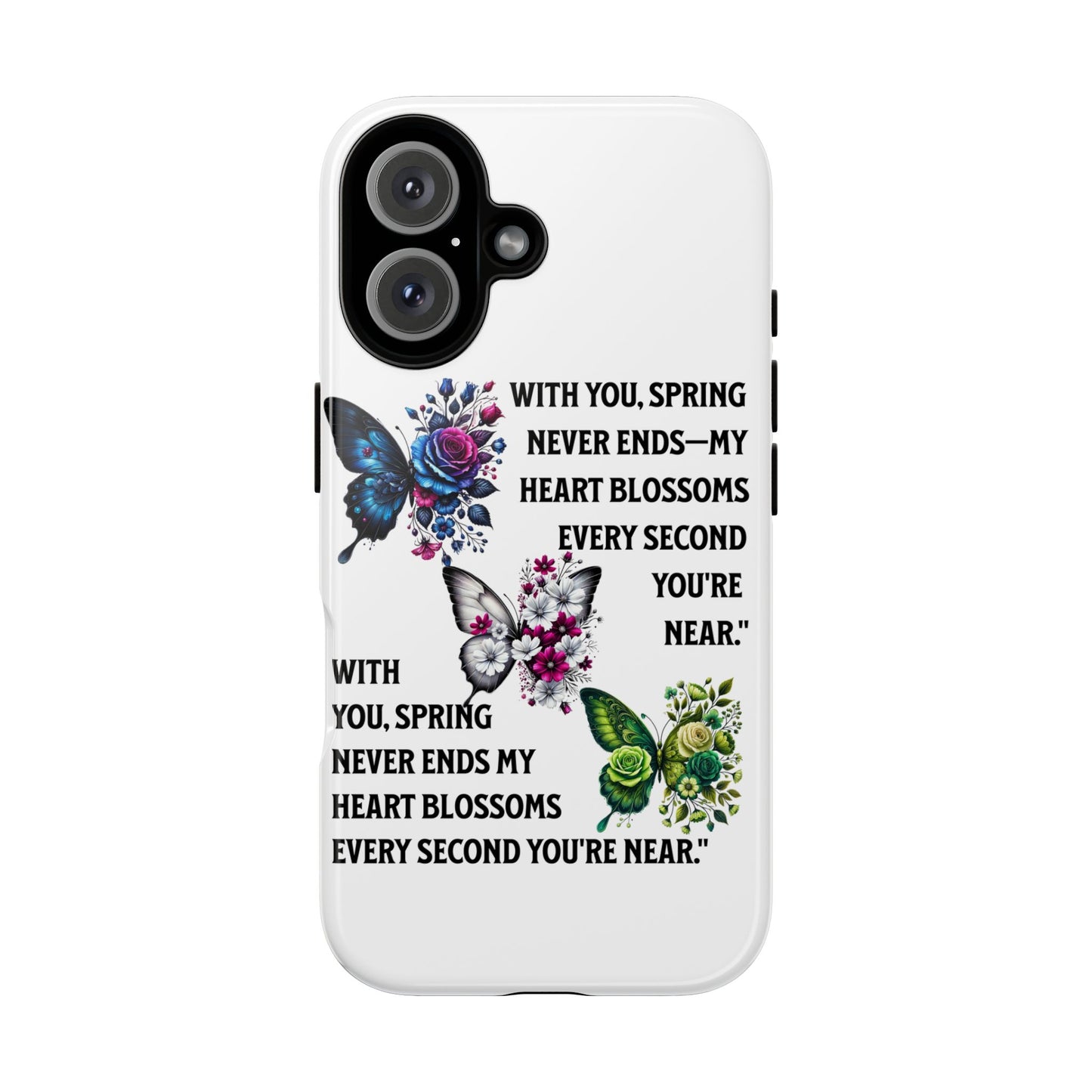 Floral Phone Case for Spring Lovers, Tough Cases, Inspirational Gift, Mother's Day Present, Floral Art Case, Butterfly Decor