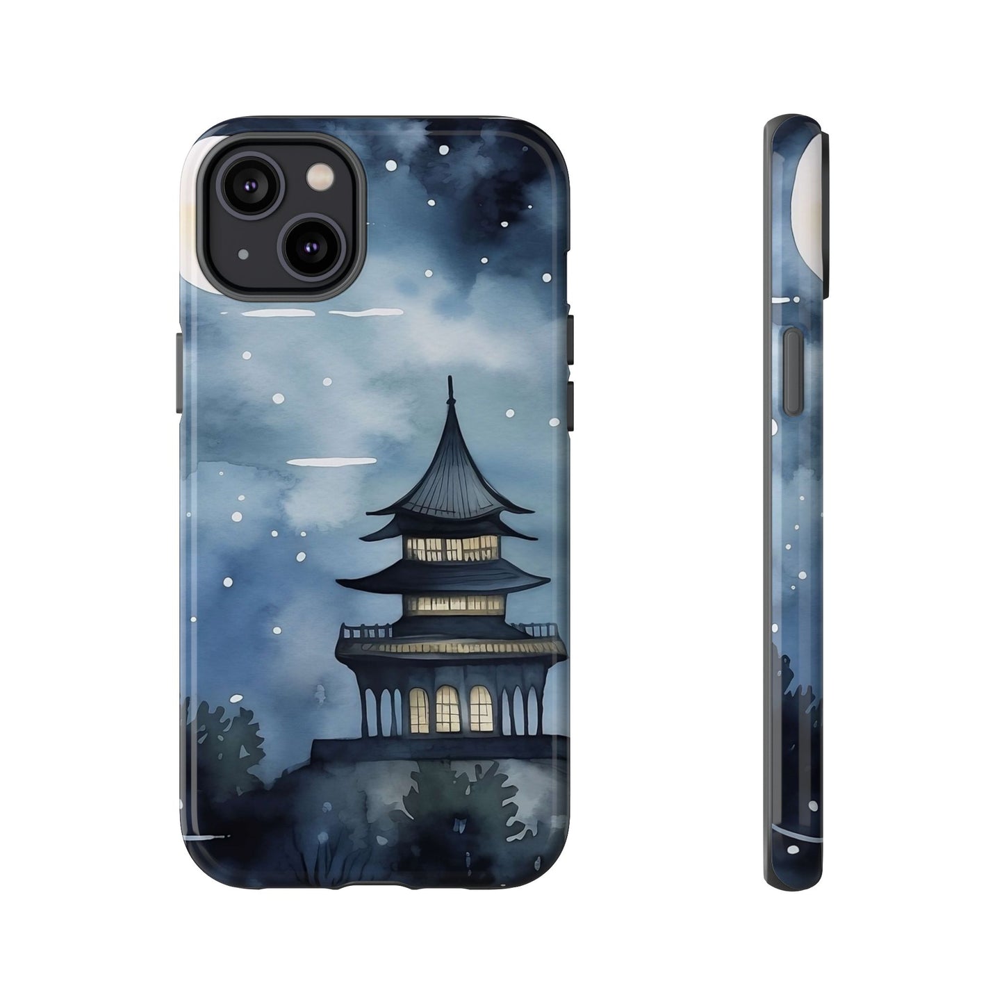Winter Themed Phone Case, Night Sky Cell Phone Cover, Cozy Snowy Scene, Gift for Nature Lovers, Customizable Case