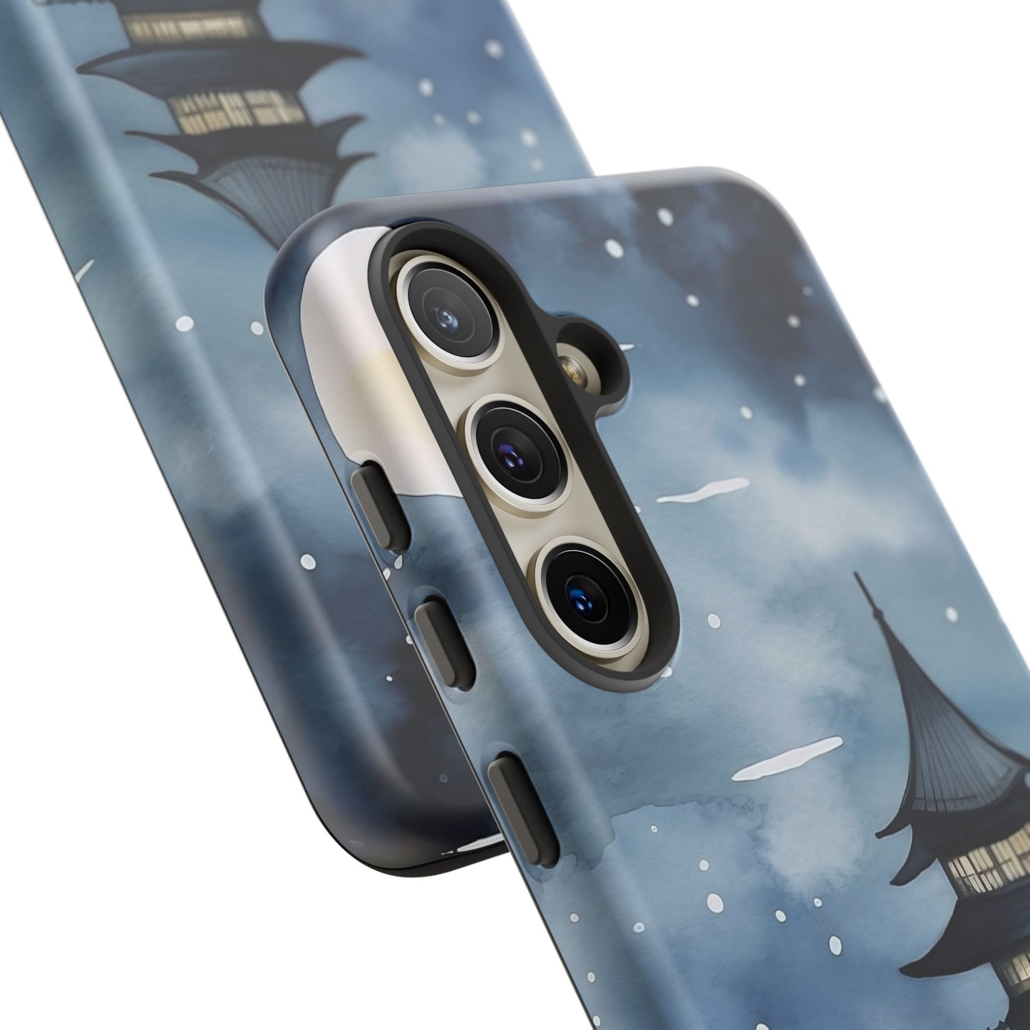 Winter Themed Phone Case, Night Sky Cell Phone Cover, Cozy Snowy Scene, Gift for Nature Lovers, Customizable Case