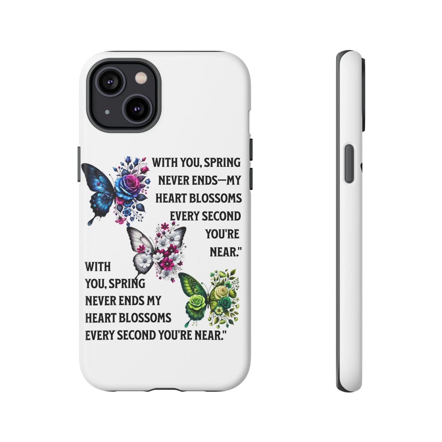 Floral Phone Case for Spring Lovers, Tough Cases, Inspirational Gift, Mother's Day Present, Floral Art Case, Butterfly Decor