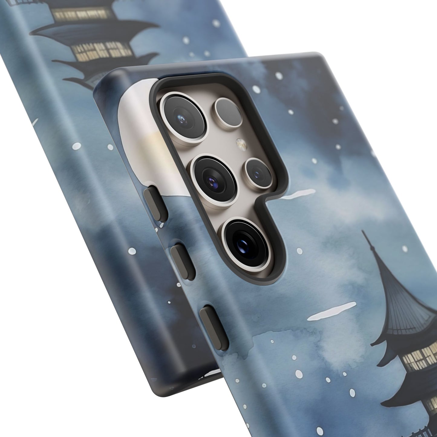 Winter Themed Phone Case, Night Sky Cell Phone Cover, Cozy Snowy Scene, Gift for Nature Lovers, Customizable Case