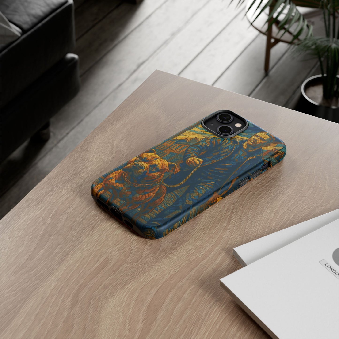 Bold Art Phone Case - Tough Cases for Dog Lovers, Unique Gift for Pet Owners, Phone Accessories for Him, Vibrant Dog Design, Stylish [...]Urban Mosaic Pitbull iPhone Case
