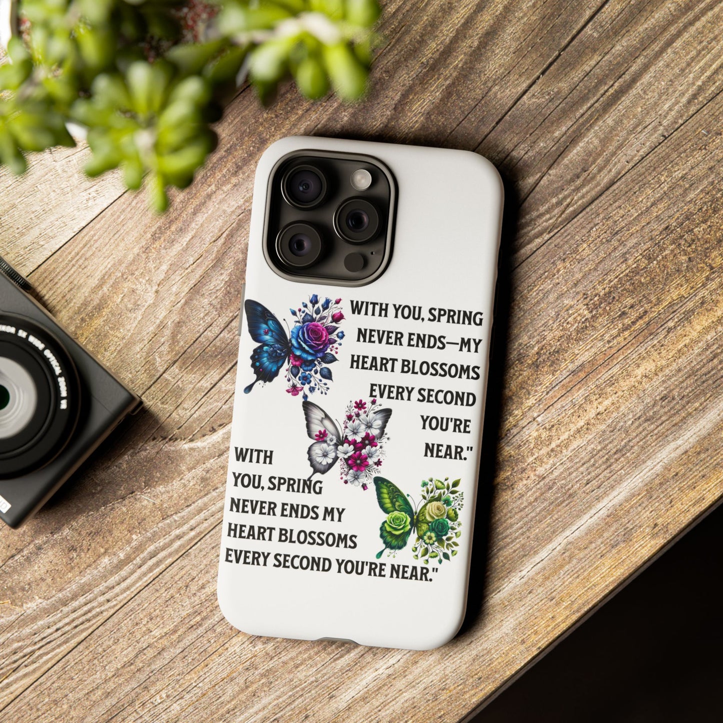 Floral Phone Case for Spring Lovers, Tough Cases, Inspirational Gift, Mother's Day Present, Floral Art Case, Butterfly Decor